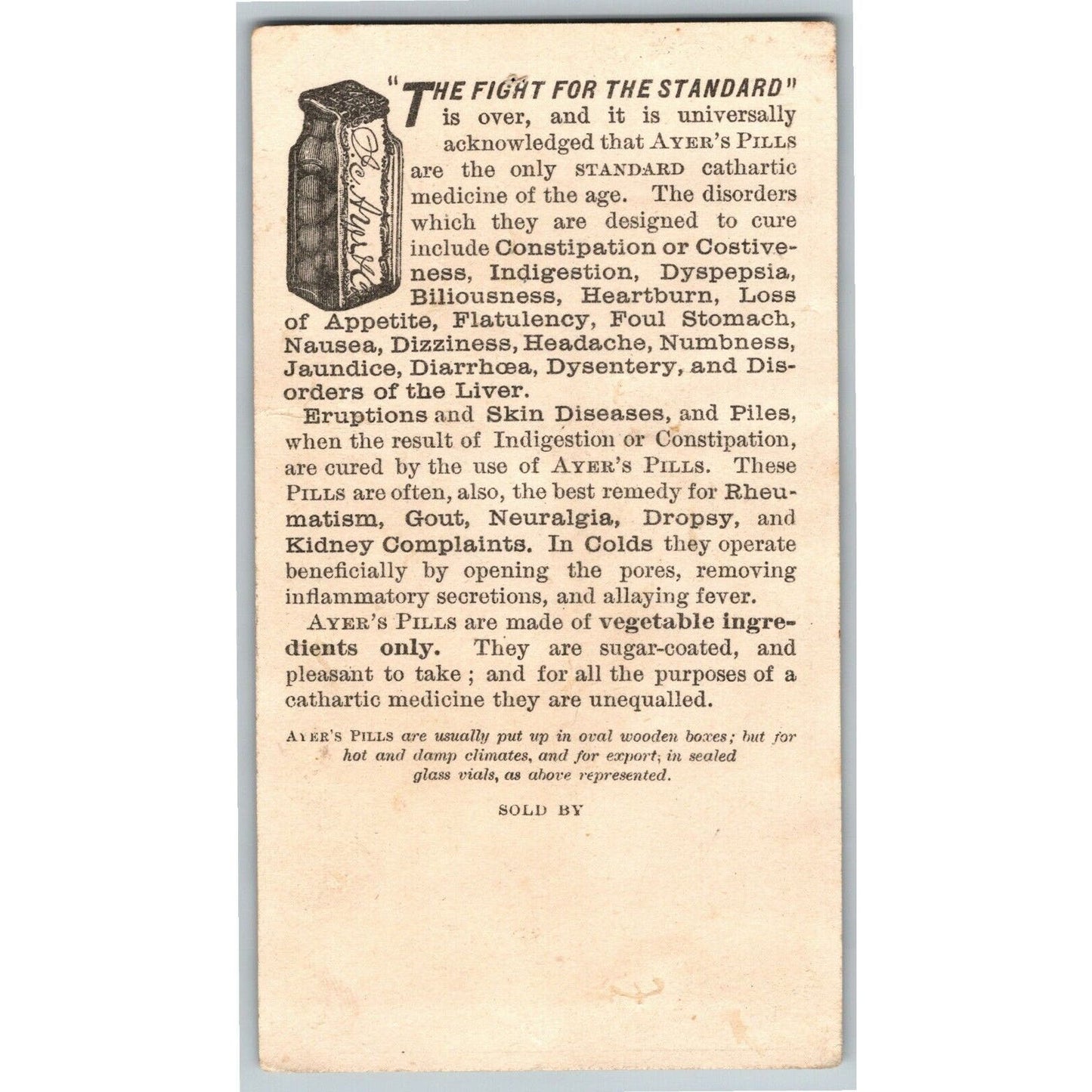 "The Fight for the Standard" Ayer's Pills Soldiers Horses Victorian Trade Card