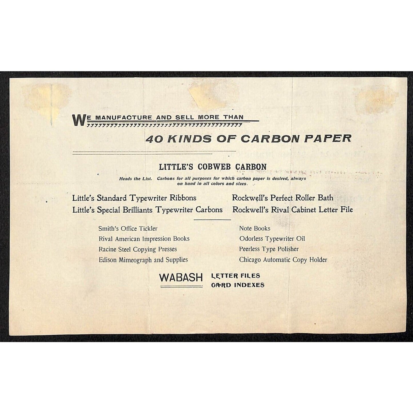 Chicago Rockwell & Rupel Co. Business Systems 1899 Billhead Alice Gold Silver