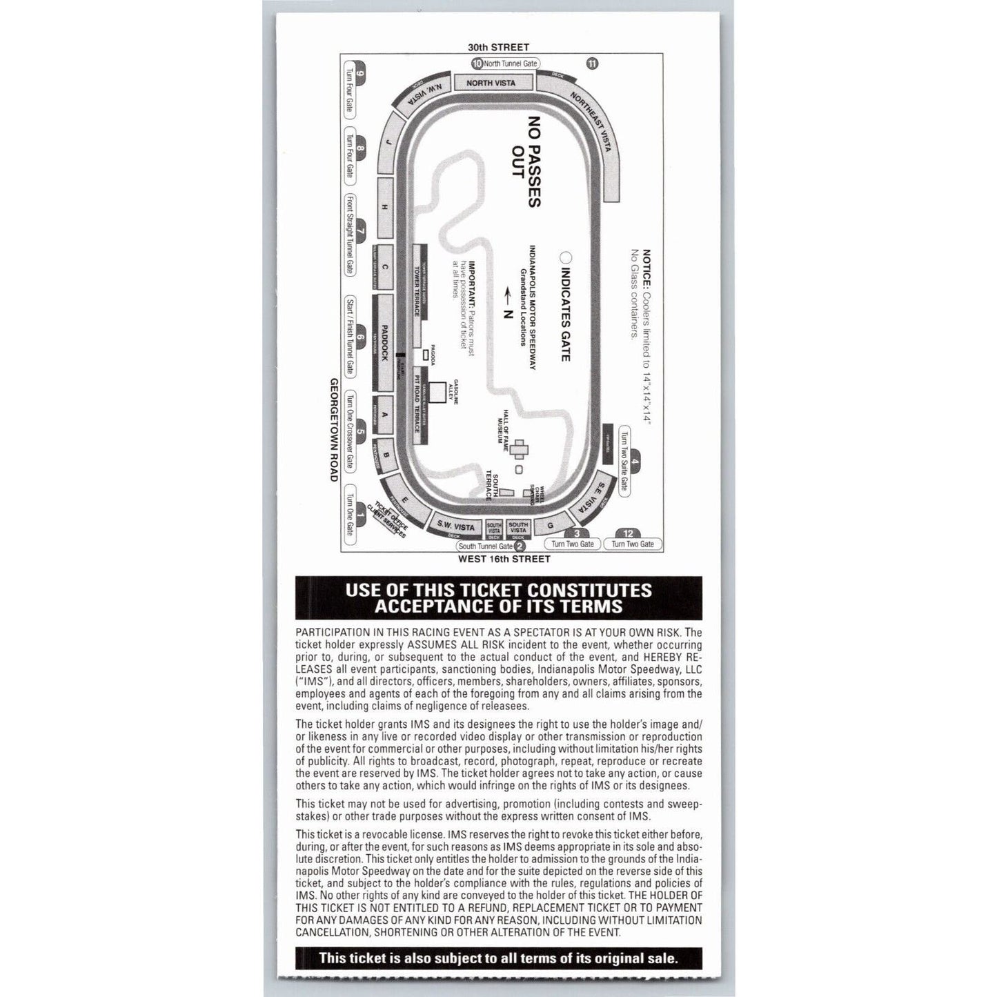 2013 Indy 500 Practice Day 5/13 Tower Terrace Suites Ticket Stub #018