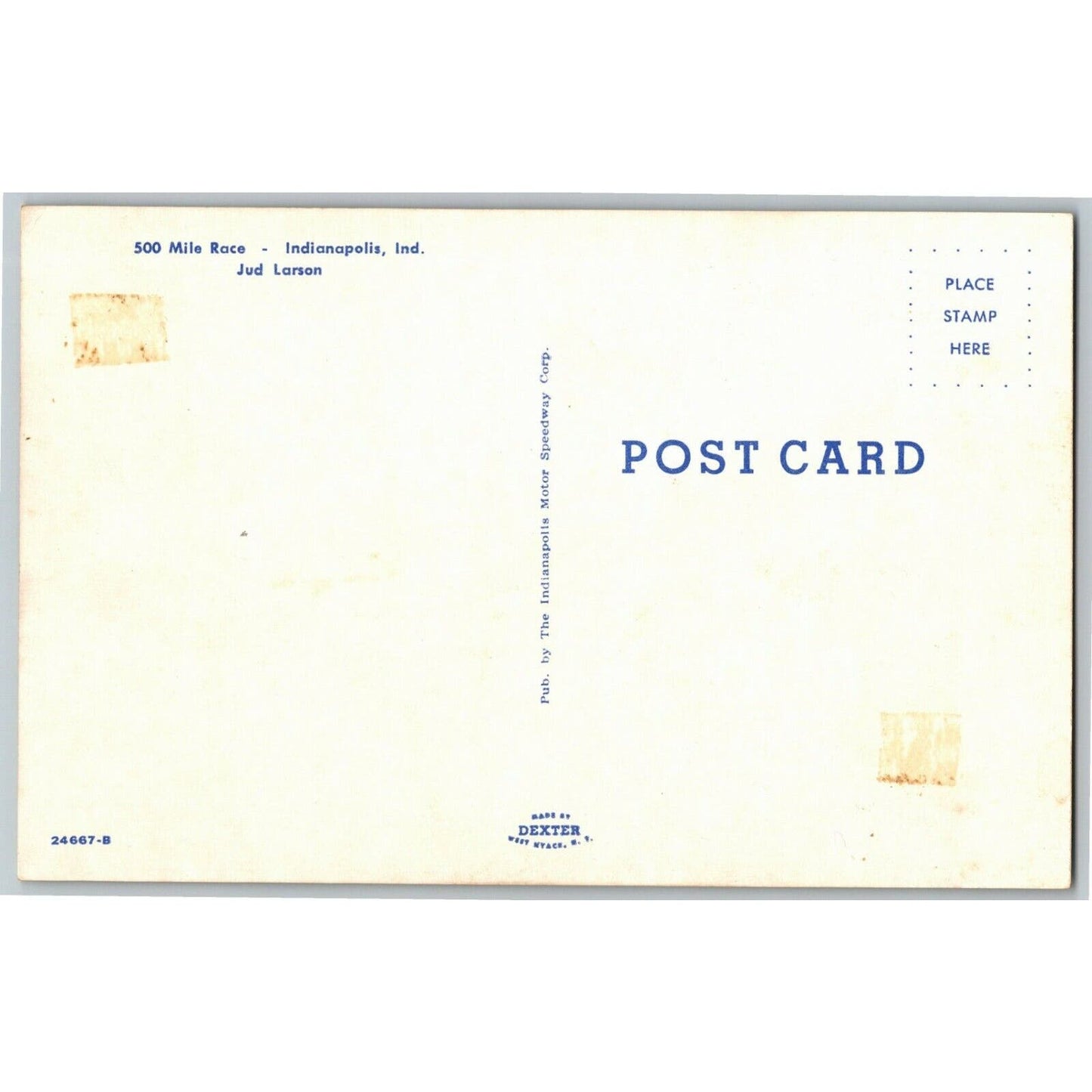 Indy 500 Postcard 1959 "Jud Larson - 500 Mile Race" - Unposted VGC