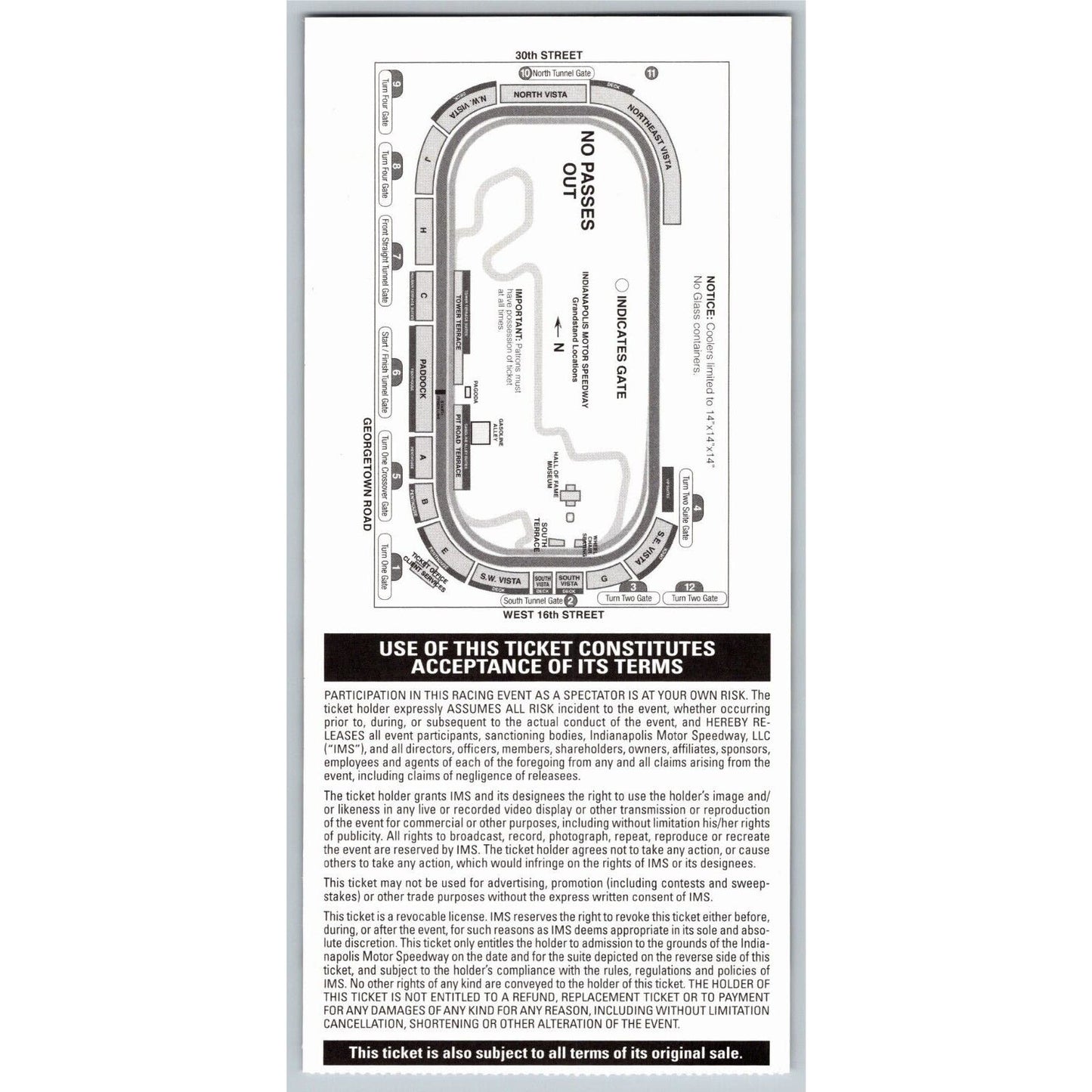 2013 Indy 500 Practice Day 5/13 Tower Terrace Suites Ticket Stub #019