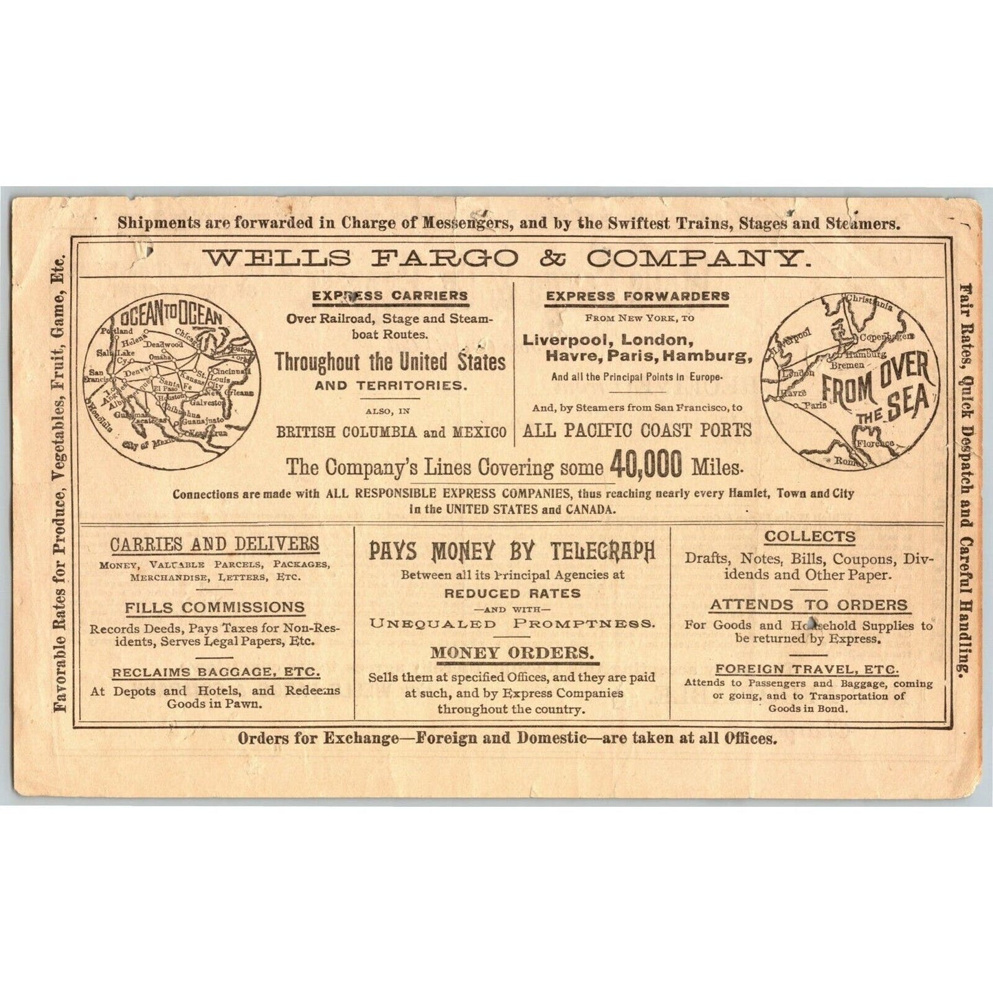 1902 Wells Fargo & Company Express San Jose, CA Freight Receipt