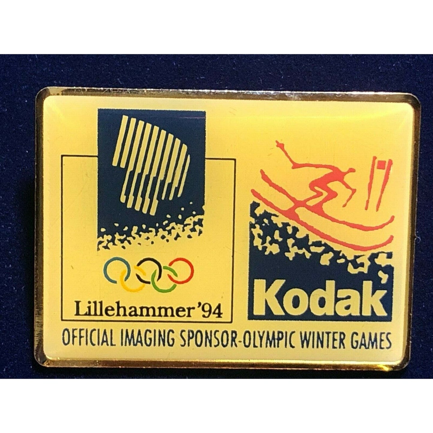 1994 Kodak Lapel Hat Pin - Imaging Sponsor Olympic Games Lillehammer Skiing