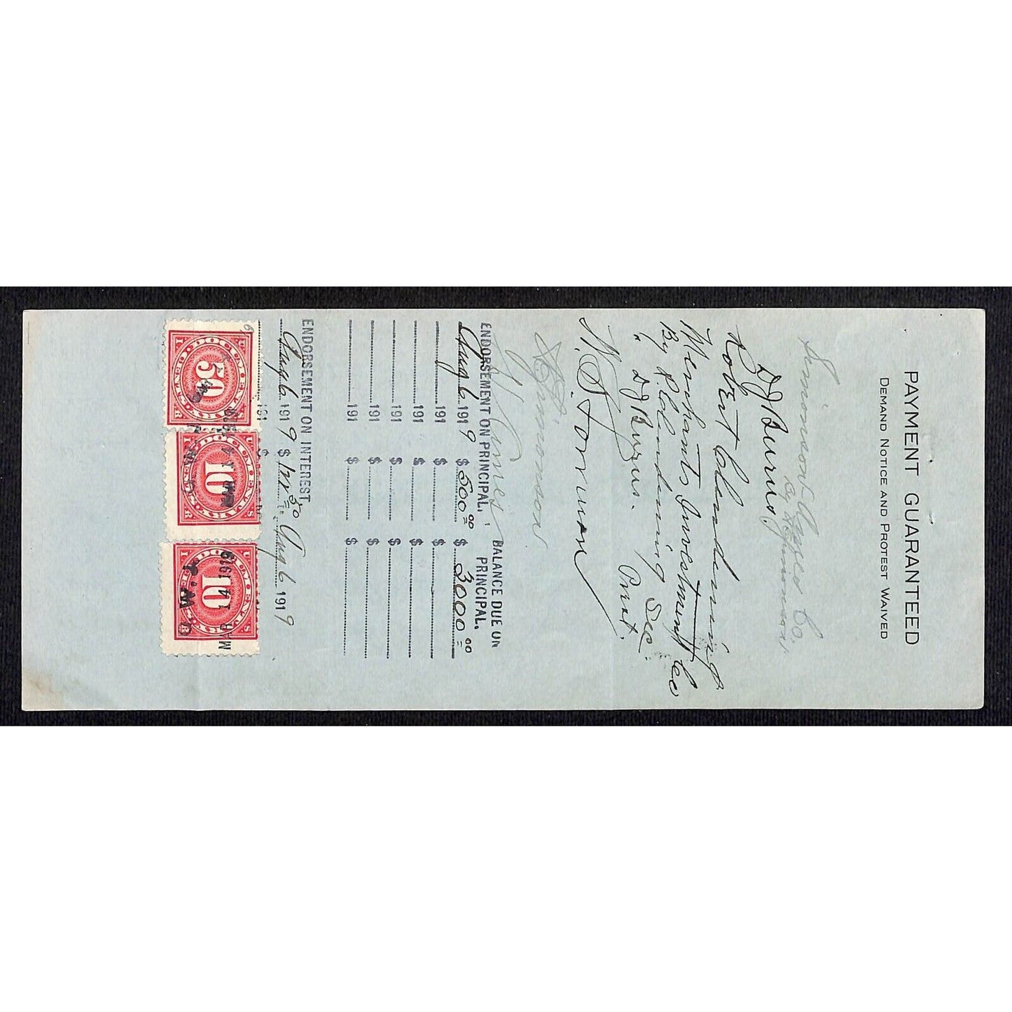 Fargo, ND First National Bank of Fargo 1919 Bank Check w/ 50c & 2 10c Rev Stamps