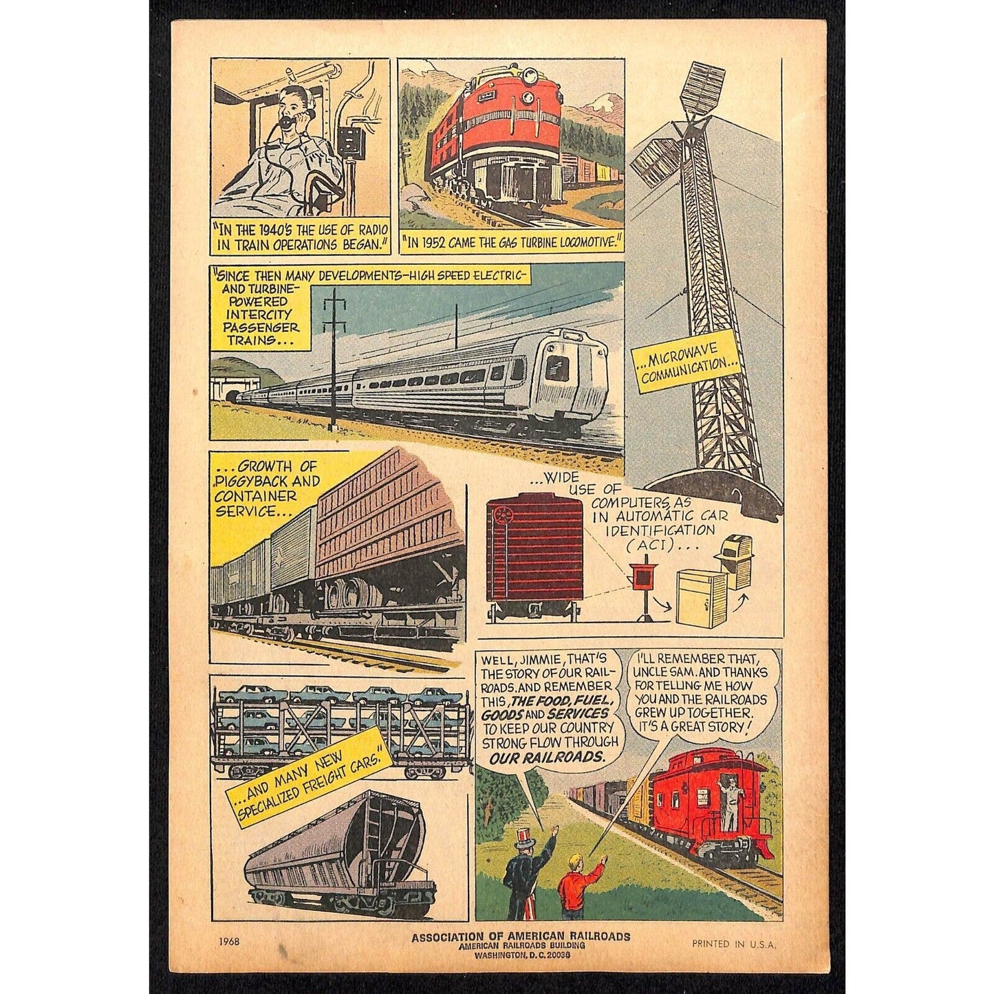 "Rails Across America" Comic Book Style w/ Uncle Sam 1968 15pp - VGC