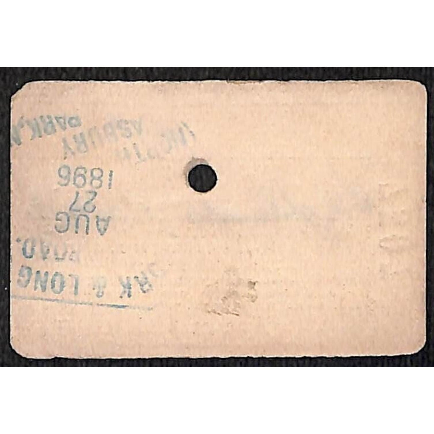 New York & Long Branch Railroad 1896 Ticket N. Asbury Park AC Highlands ? #7507