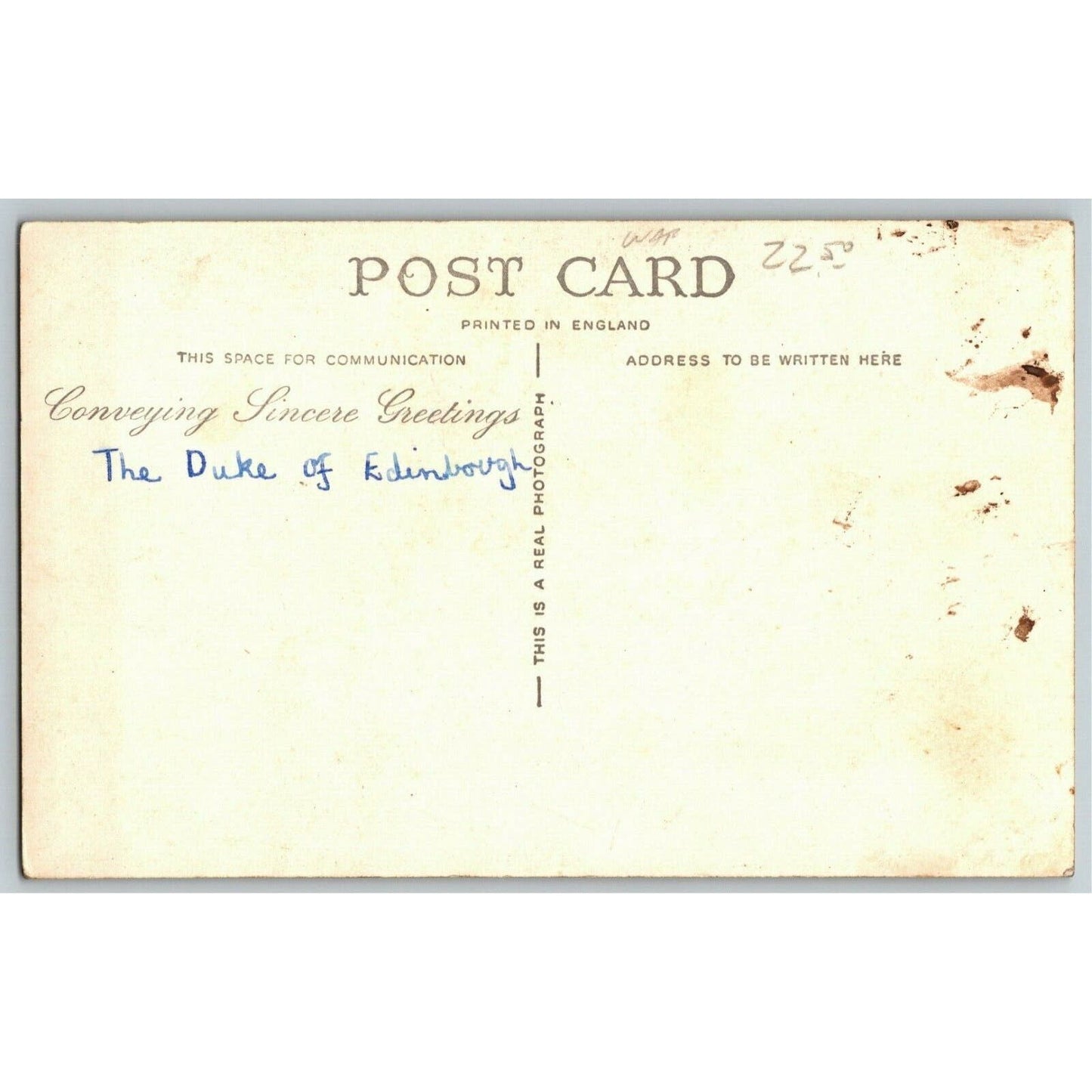 1940's The Duke of Edinburgh Portrait PPC Postcard Unposted