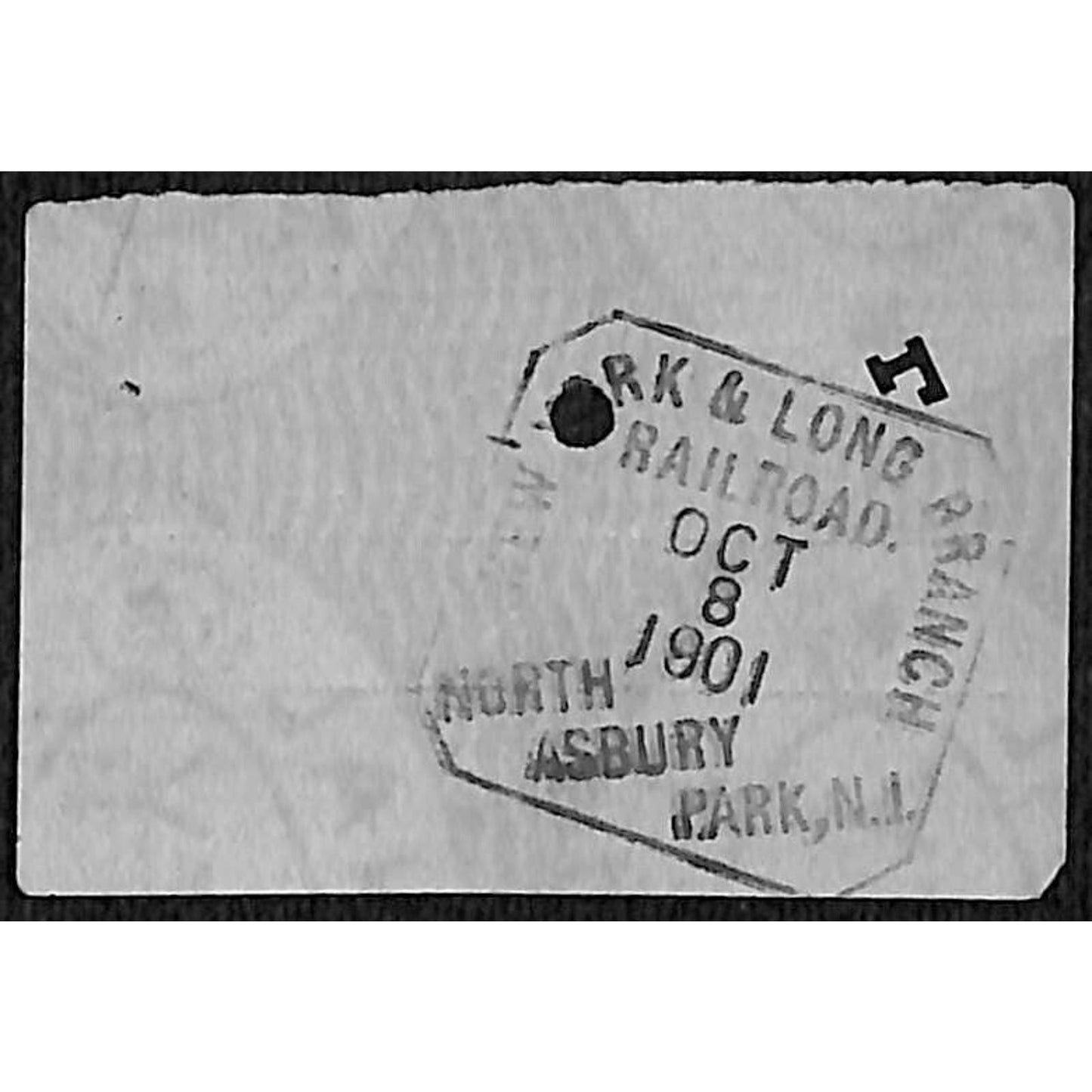 New York & Long Branch Railroad 1901 Ticket via PRR North Asbury Park Lewisburg