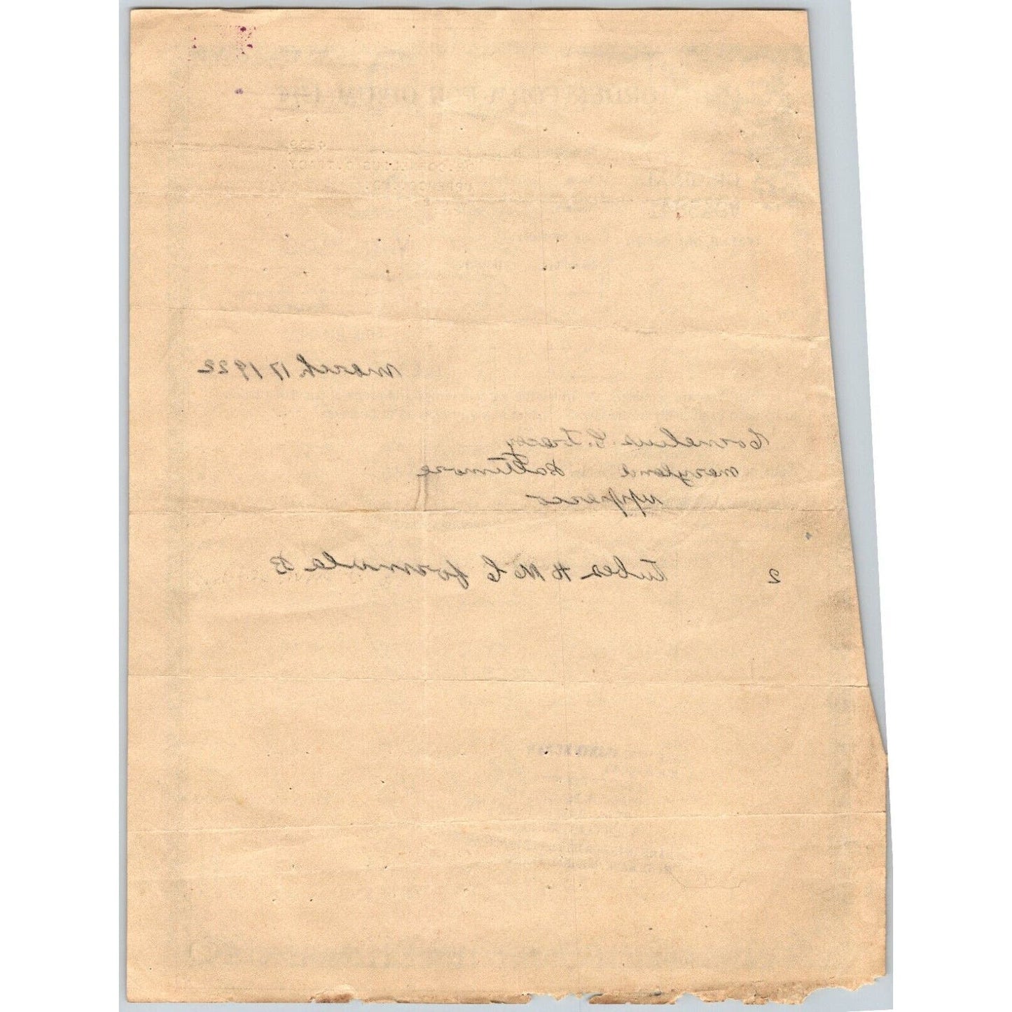 Opium / Narcotic Order Form - Original IRS Issued in Maryland 1922 V943041