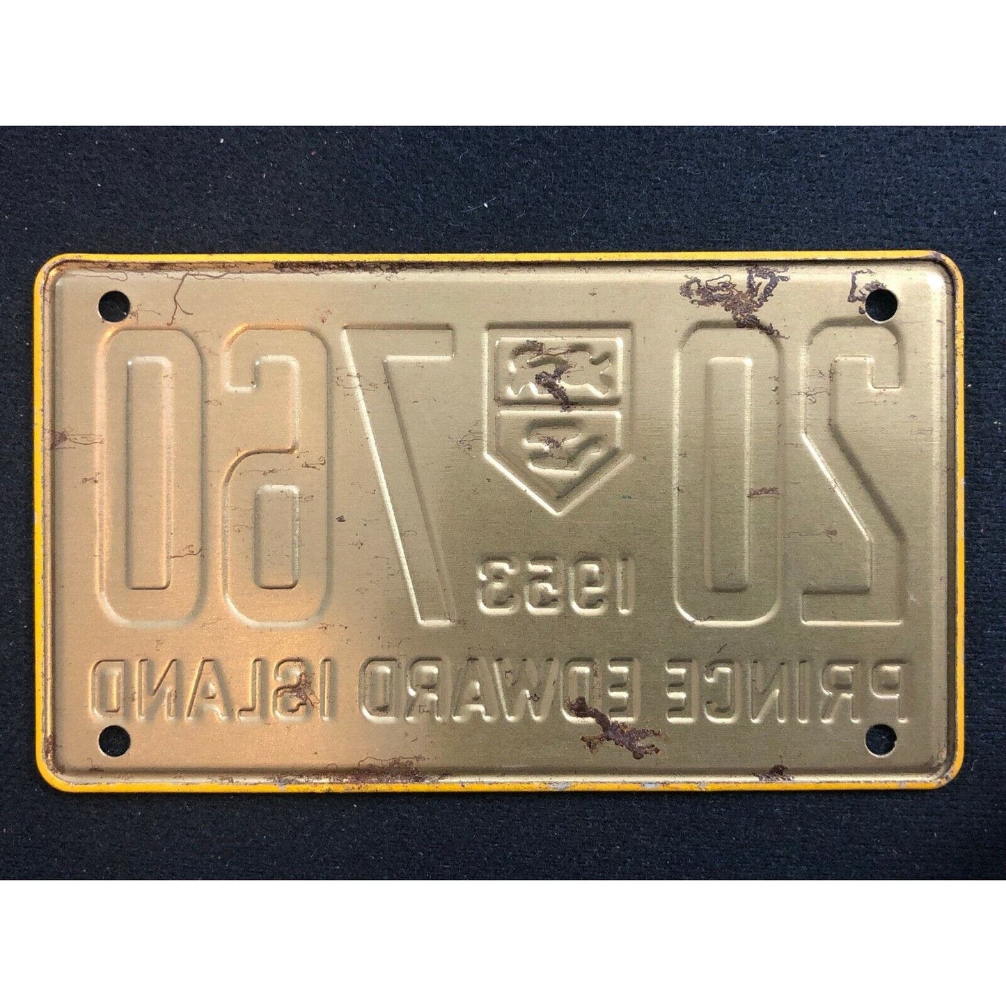 1953-54 General Mills Wheaties Tin Mini Bicycle License Plate - Prince Edward Is