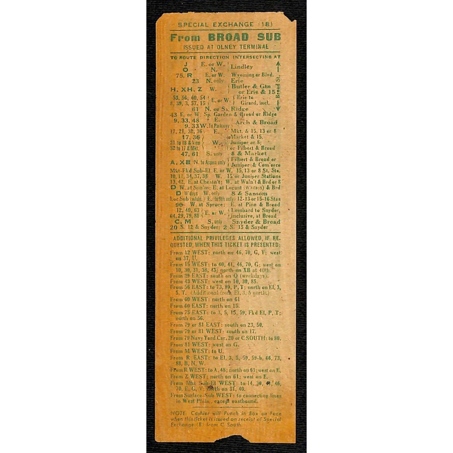 Vintage c1940's-50's Ticket - Philadelphia Transit Co. Olney Terminal #3200
