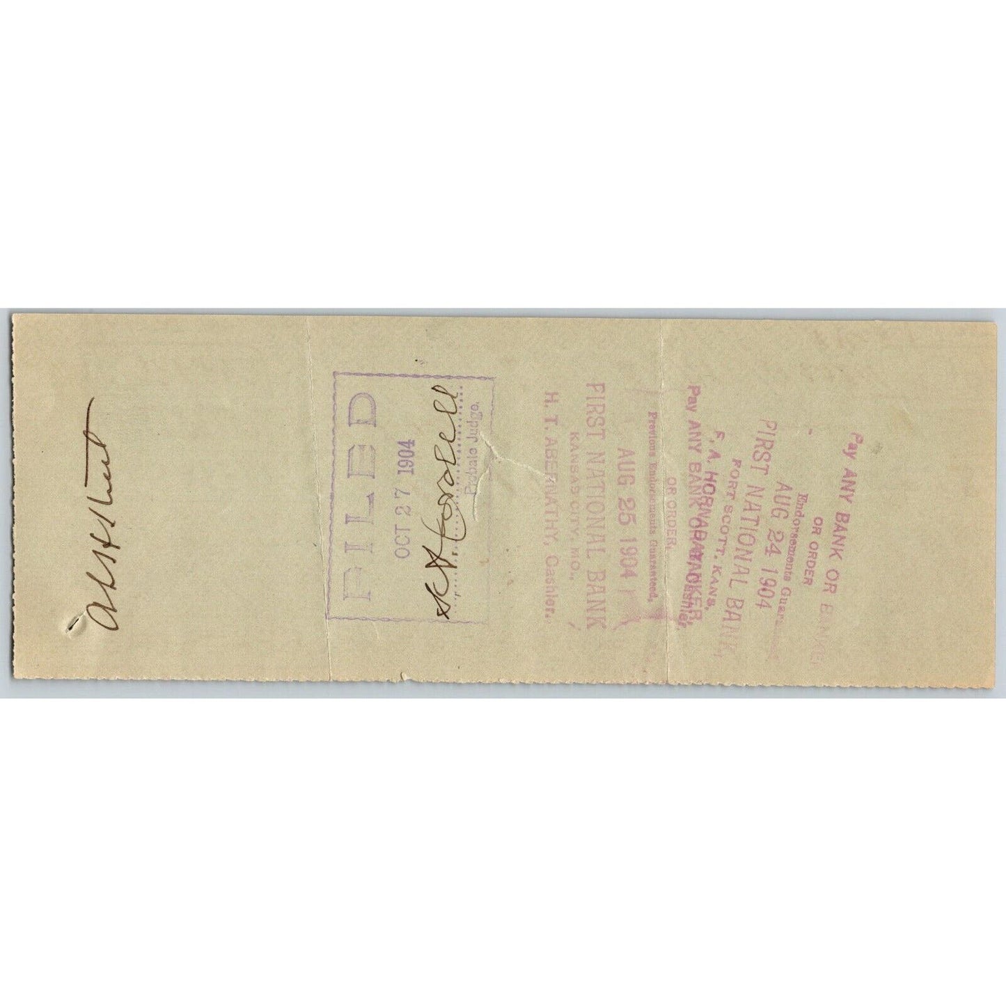 Stroud Oklahoma 1904 Bank Check First National Bank - Eagle Vignette