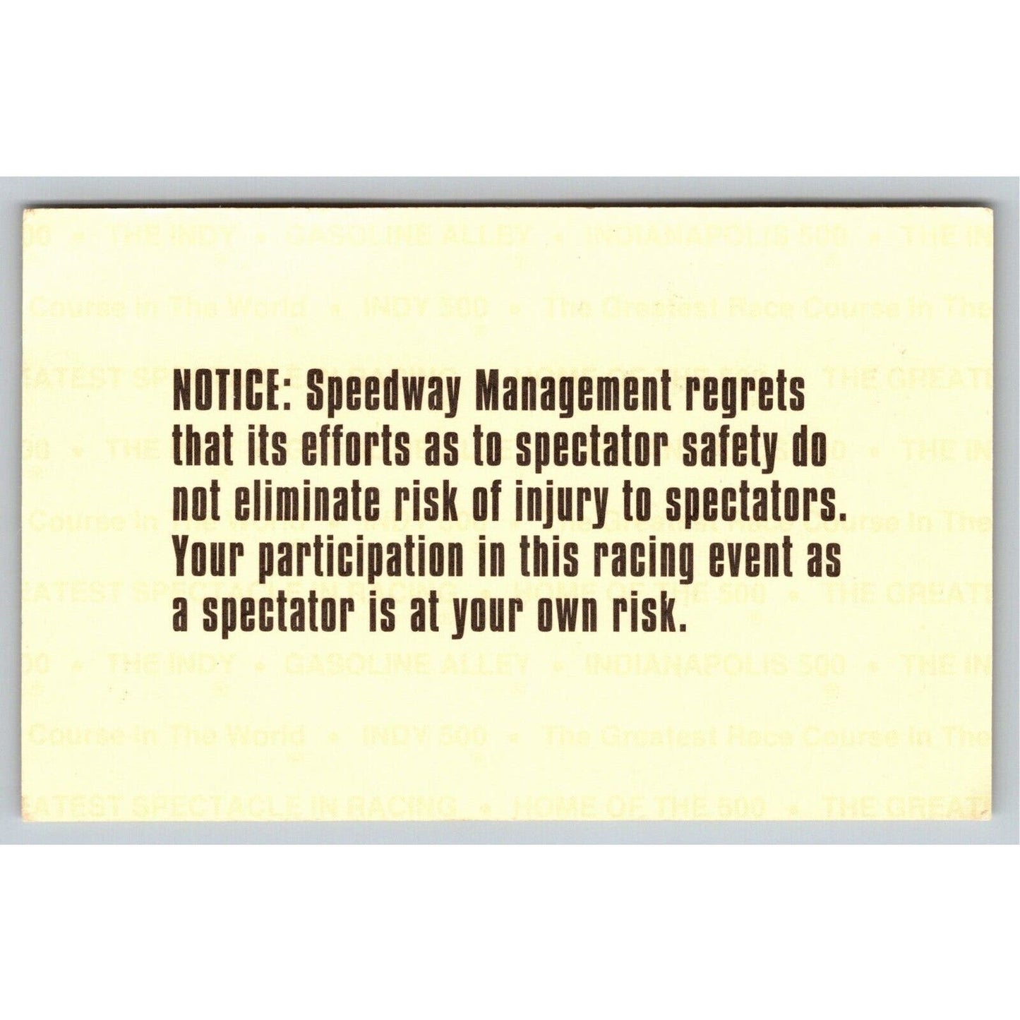 2001 Indy 500 Practice Day Grounds Admission Ticket Pass Card IMS #15855 VGC