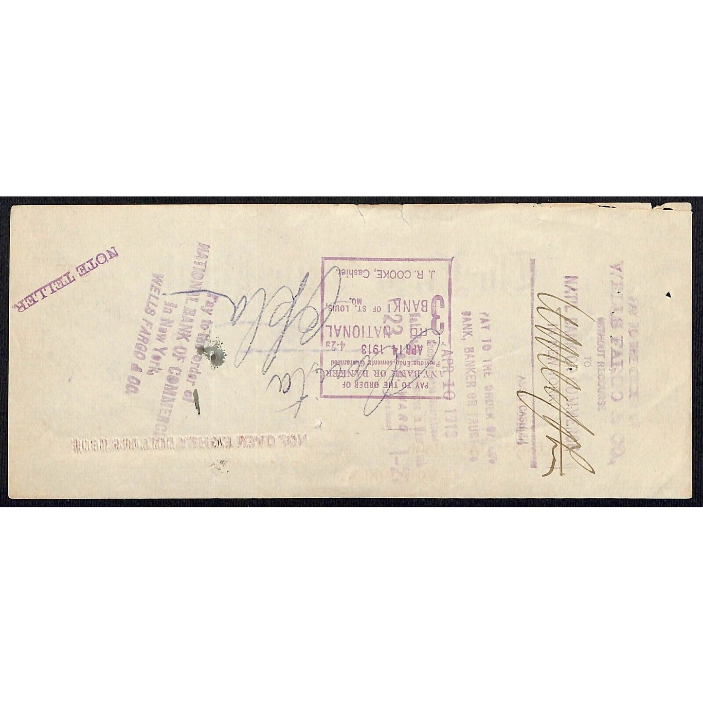 Clarita, OK 1913 First State Bank Check - Scarce