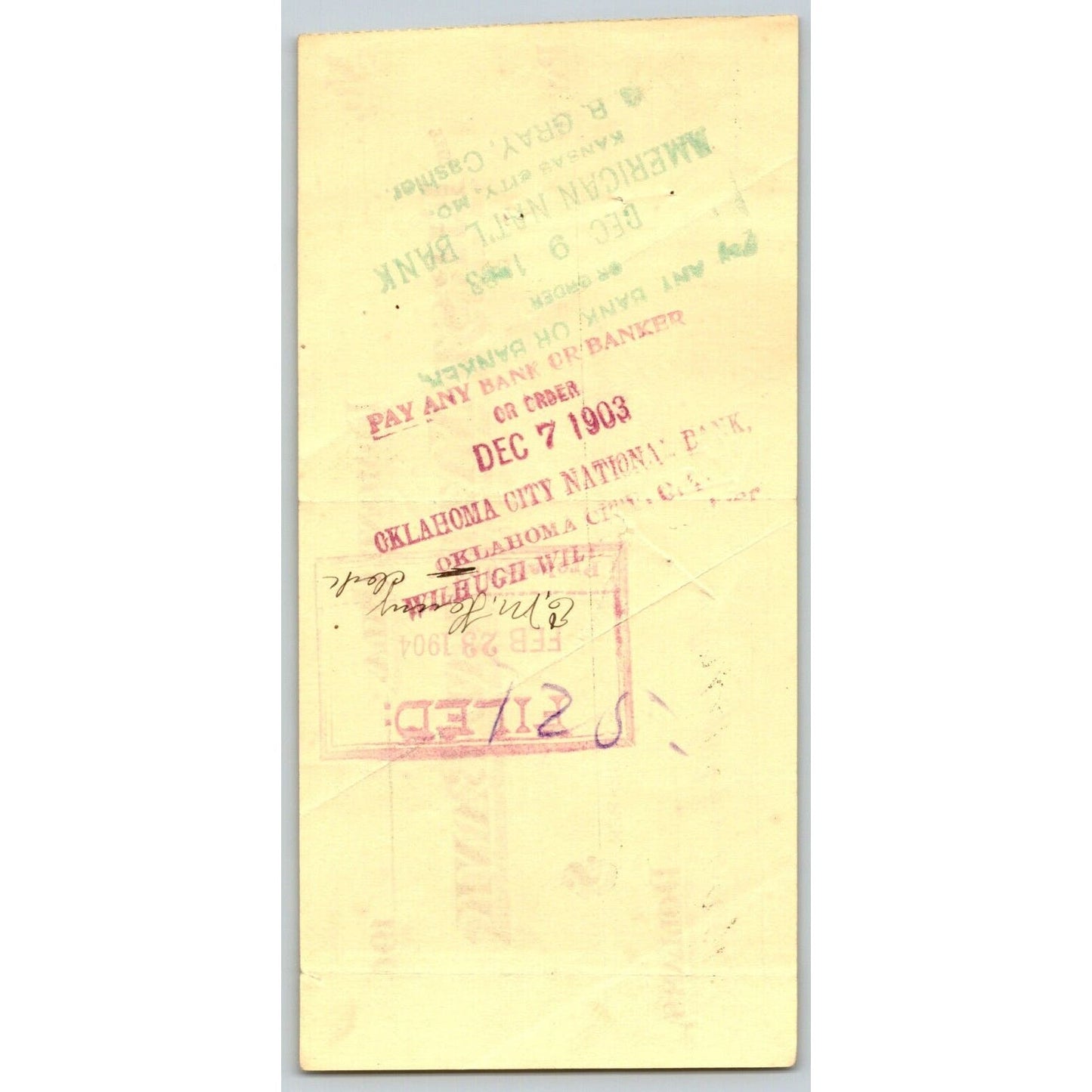 Edmond, OK 1903 Territorial Oklahoma First National Bank Check - Scarce