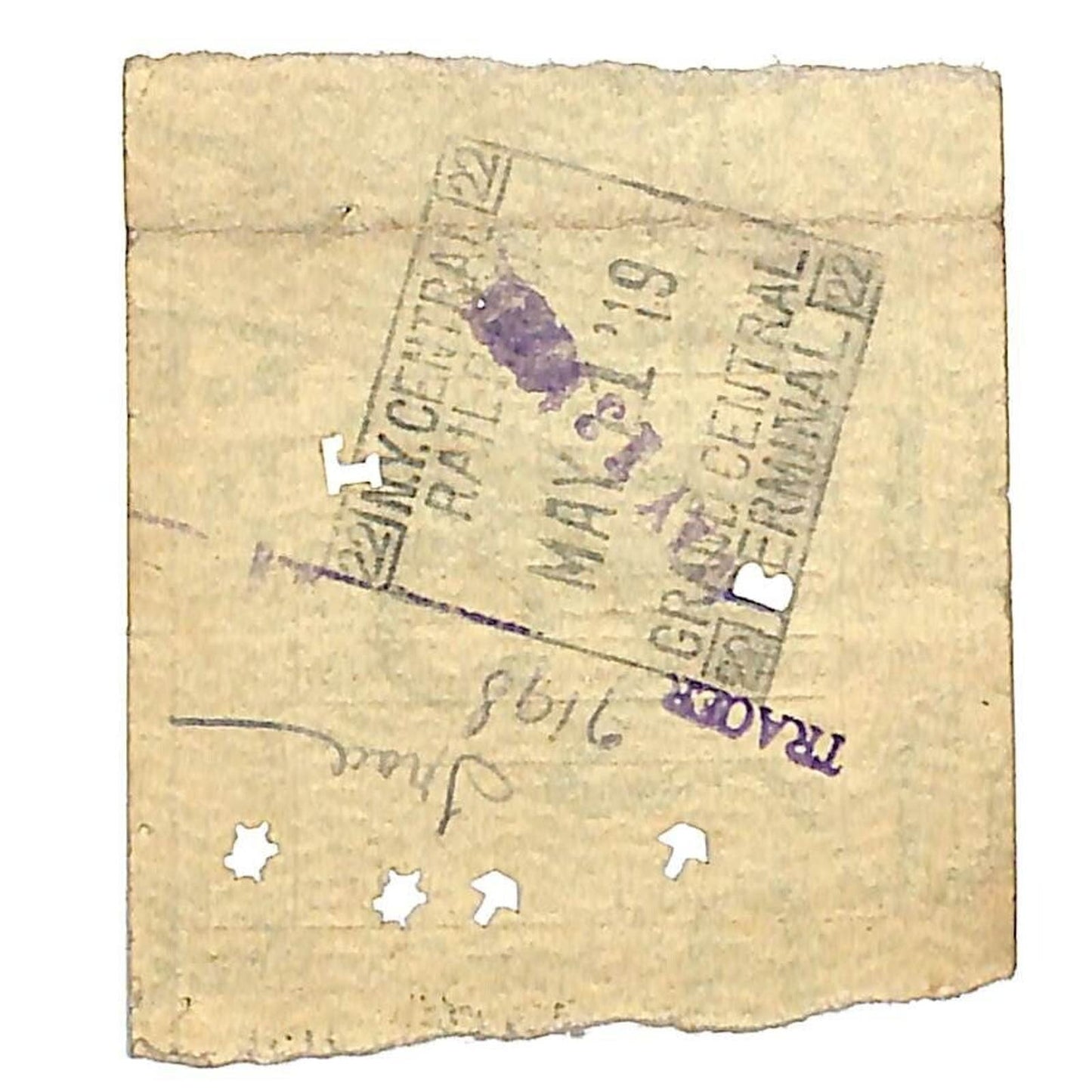 New York Central Railroad Ticket 1919 WWI "Military Discharge" Chicago to SF, CA