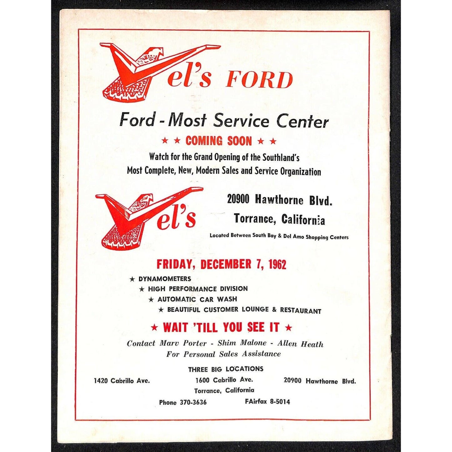 Scarce 11/10 1962 Auto Racing USAC Program Ascot Gardena, CA 16pp Parnelli Jones