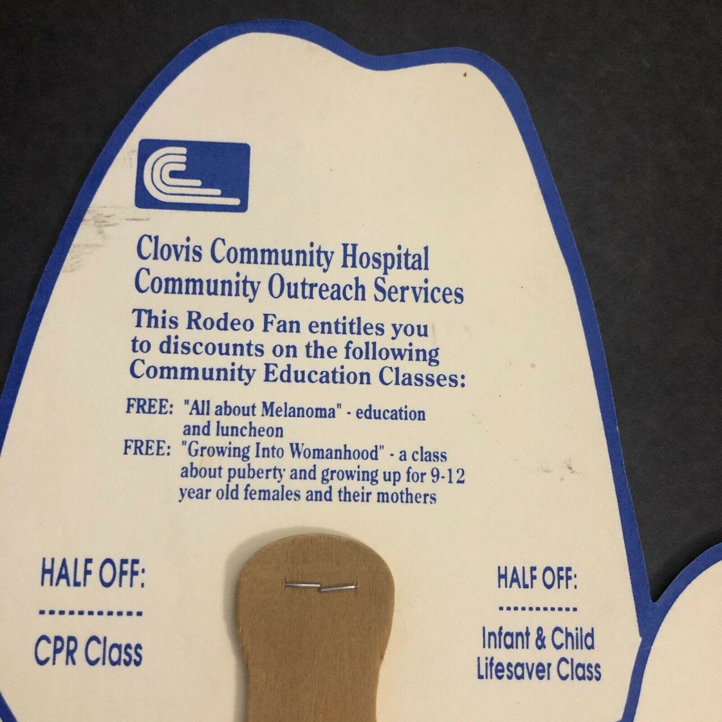 Vintage Advertising 1993 Western Hat Shaped Hand Fan - Clovis, CA NOS