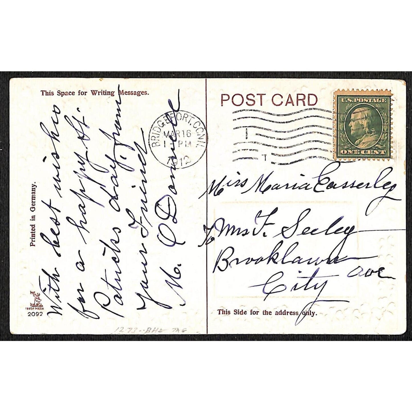 Ireland Postcard "The Land of Our Fathers" Dublin Castle Embossed PM 1912