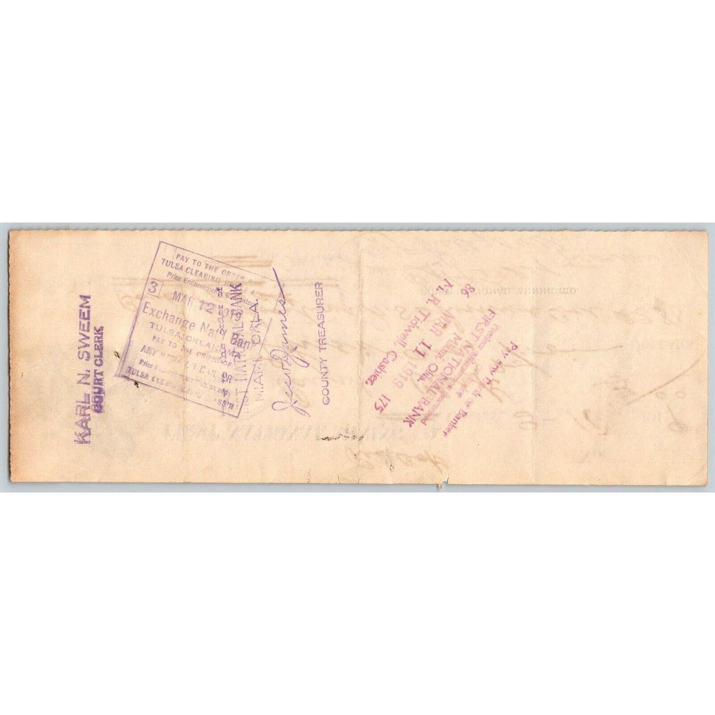 Miami / Red Oak OK 1919 First National Mining Co. Bank Check Hunting Dog w/ Bird