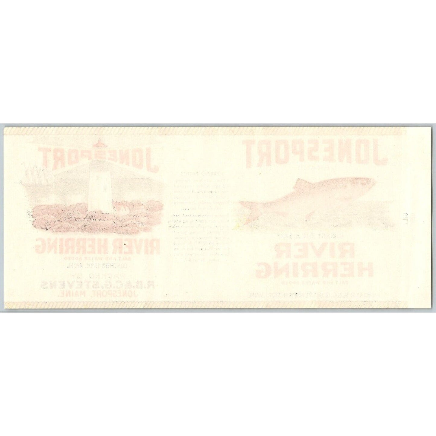Jonesport River Herring Paper Can Label Maine Lighthouse c1940's-50's VGC