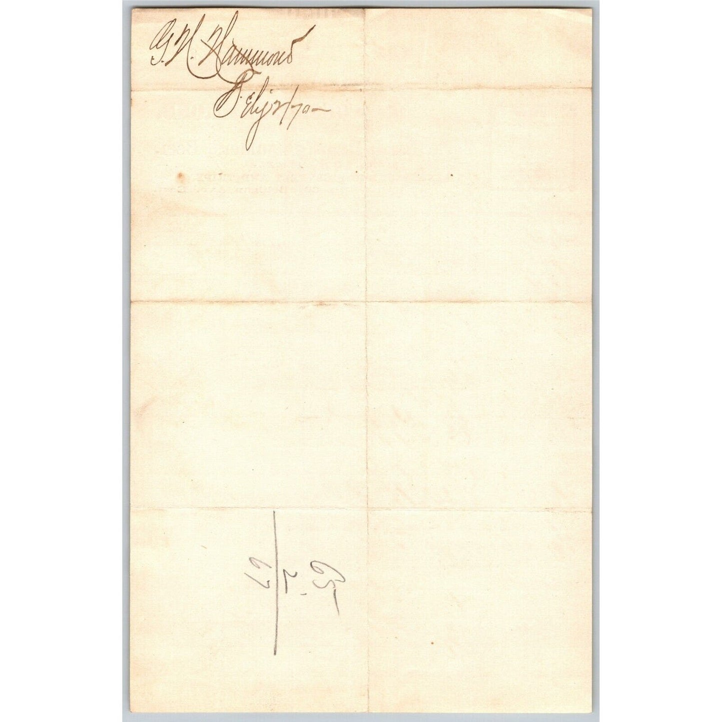 Detroit Letterhead Geo. H. Hammond Pork Lard Hams Beef Shoulders - 1870