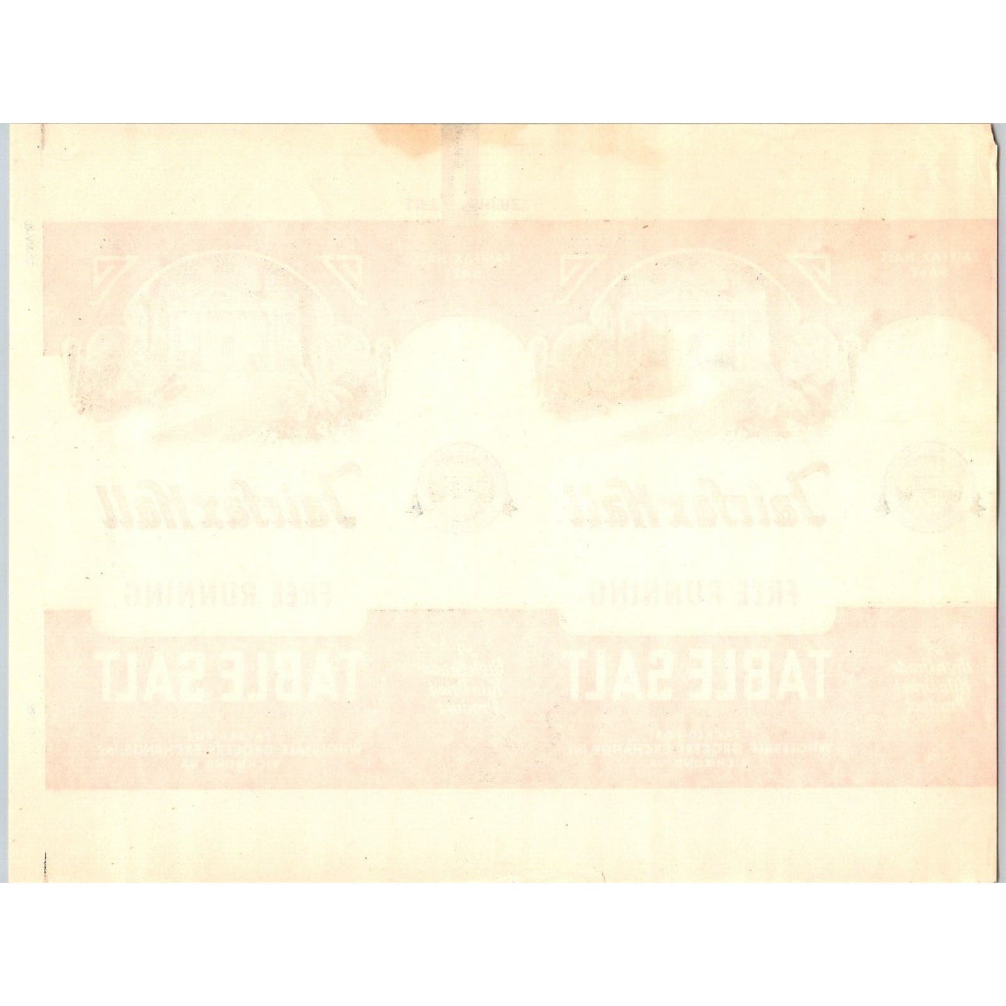 Fairfax Brand Free Running Table Salt Paper Label Richmond, VA c1939 Scarce