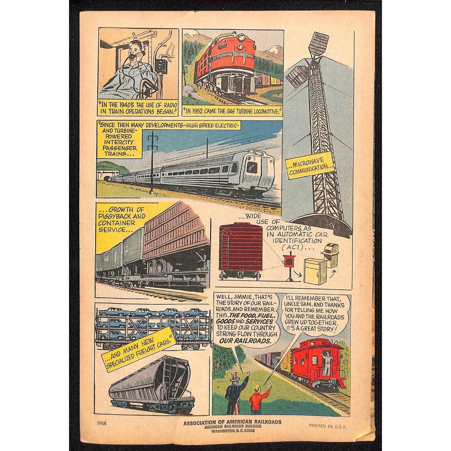 "Rails Across America" Comic Book Style w/ Uncle Sam 1968 15pp VGC