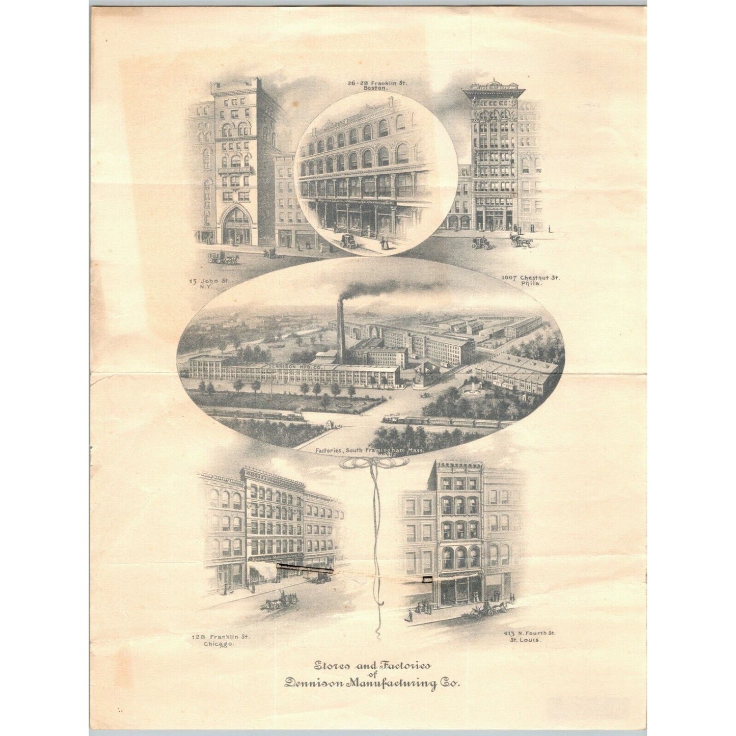 Dennison Manufacturing 1905 Letterhead 15 John St NYC Tags w/ Giant Vignettes