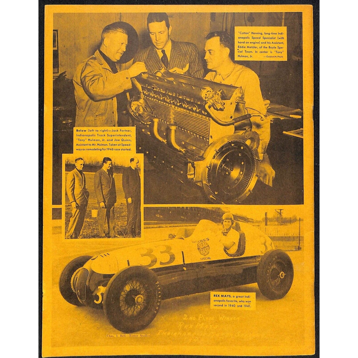 1946 Indy 500 Floyd Clymer's Indianapolis 500 Mile Supplement IMS 32pp. VGC