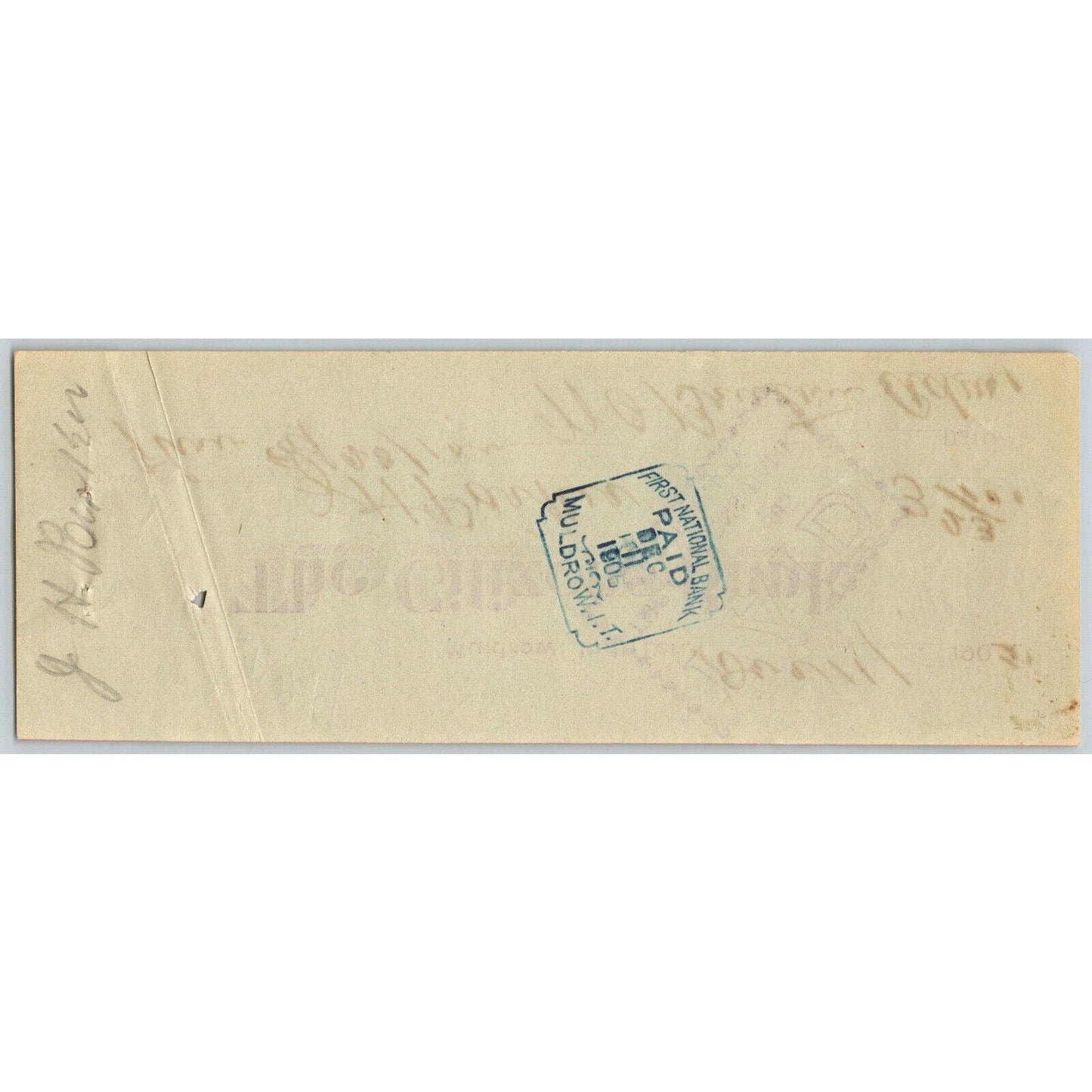 Muldrow, OK 1905 Indian Territory "Citizens Bank" Check - Scarce