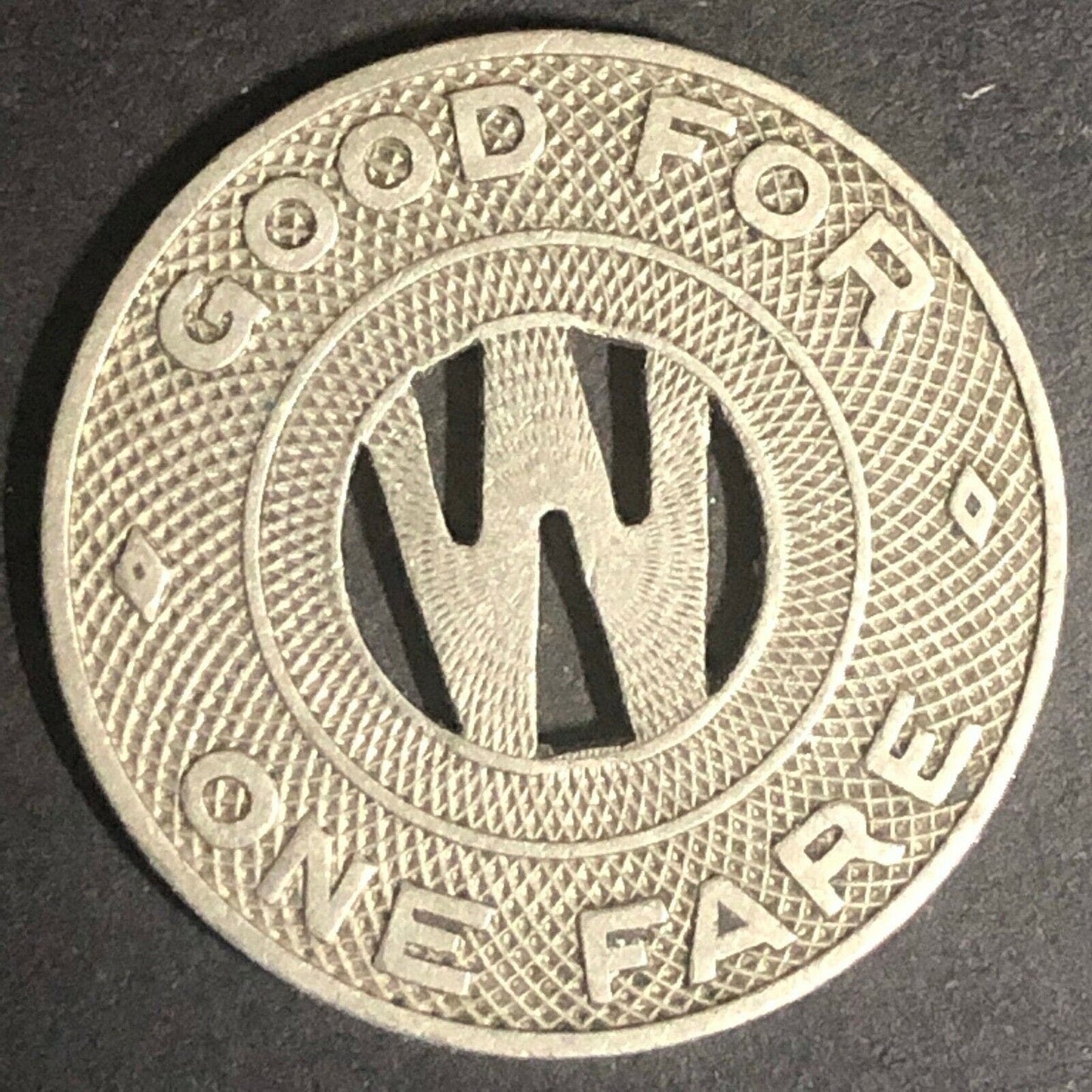 c1940's 23mm Wichita Transportation Corp. G/F One Fare Brass Transit Token - KS