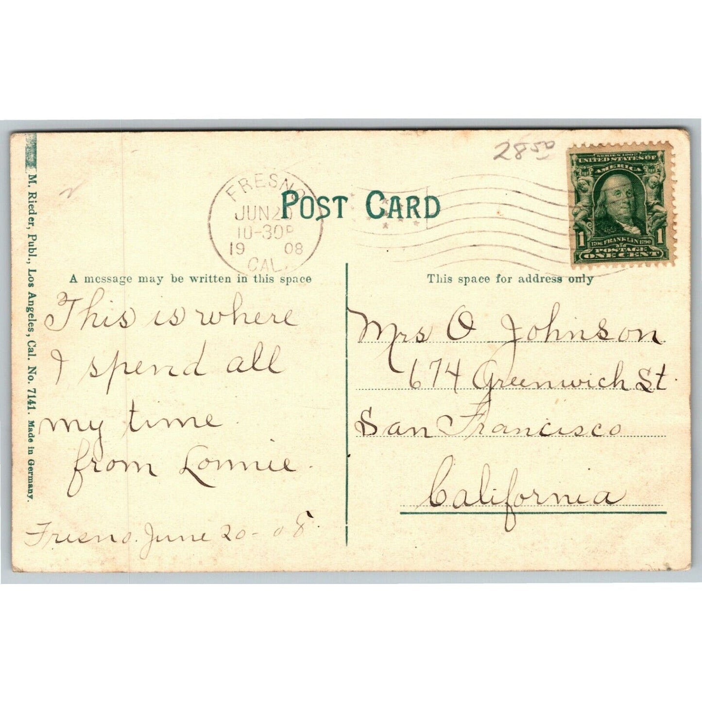 Vintage c1908 Postcard The ?? Church, Fresno, CA