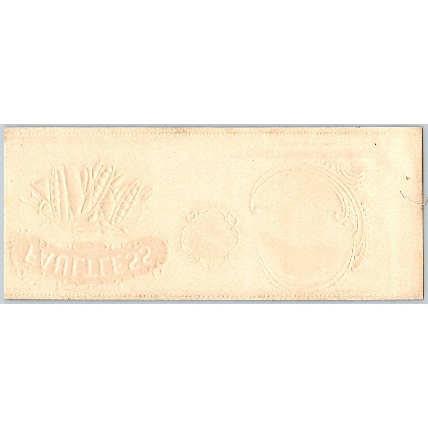 Faultless Brand Green Beans Paper Can Label Newark Embossed c1917-20's VGC
