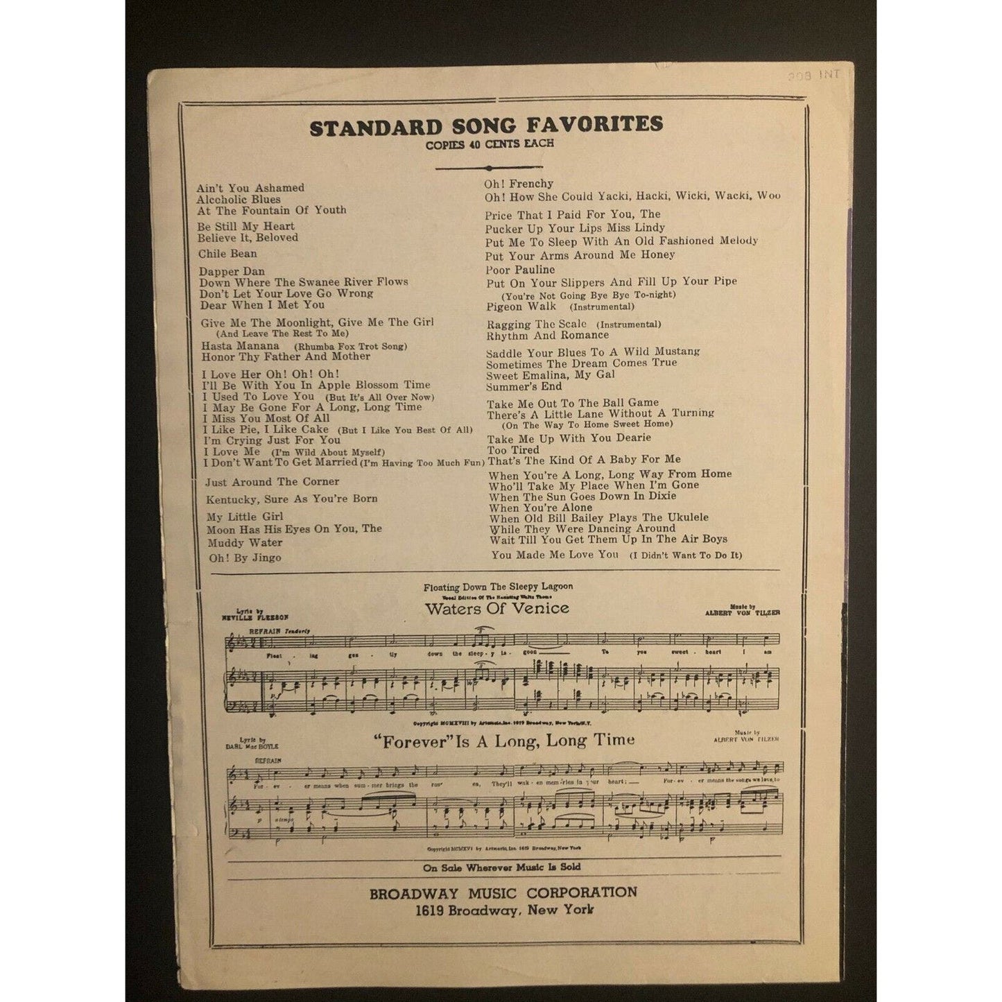 1943 Sheet Music - "Put Your Arms Around Me, Honey" "In Old Oklahoma" John Wayne