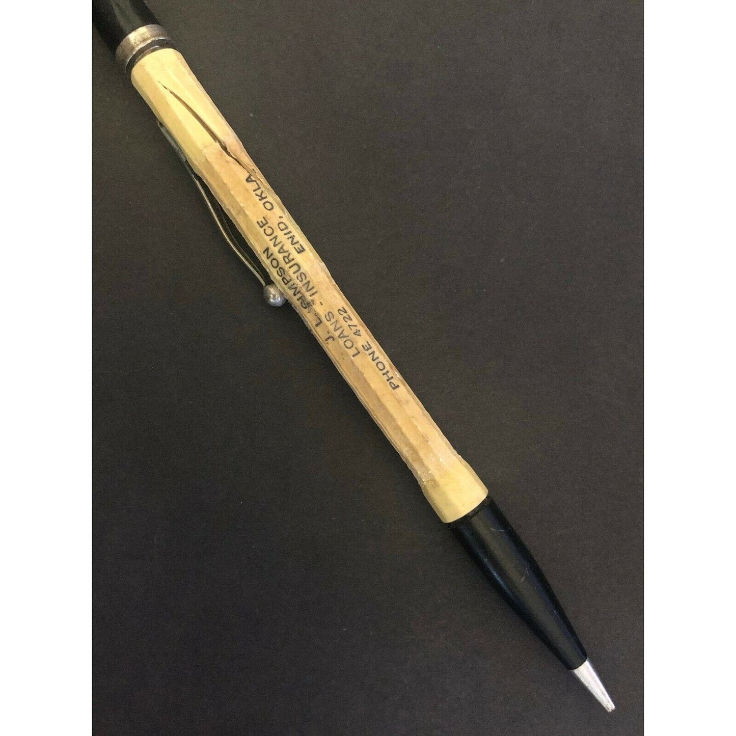 c1940's-50's "J. L. Simpson" Loans & Ins. Enid, OK Mechanical Advertising Pencil