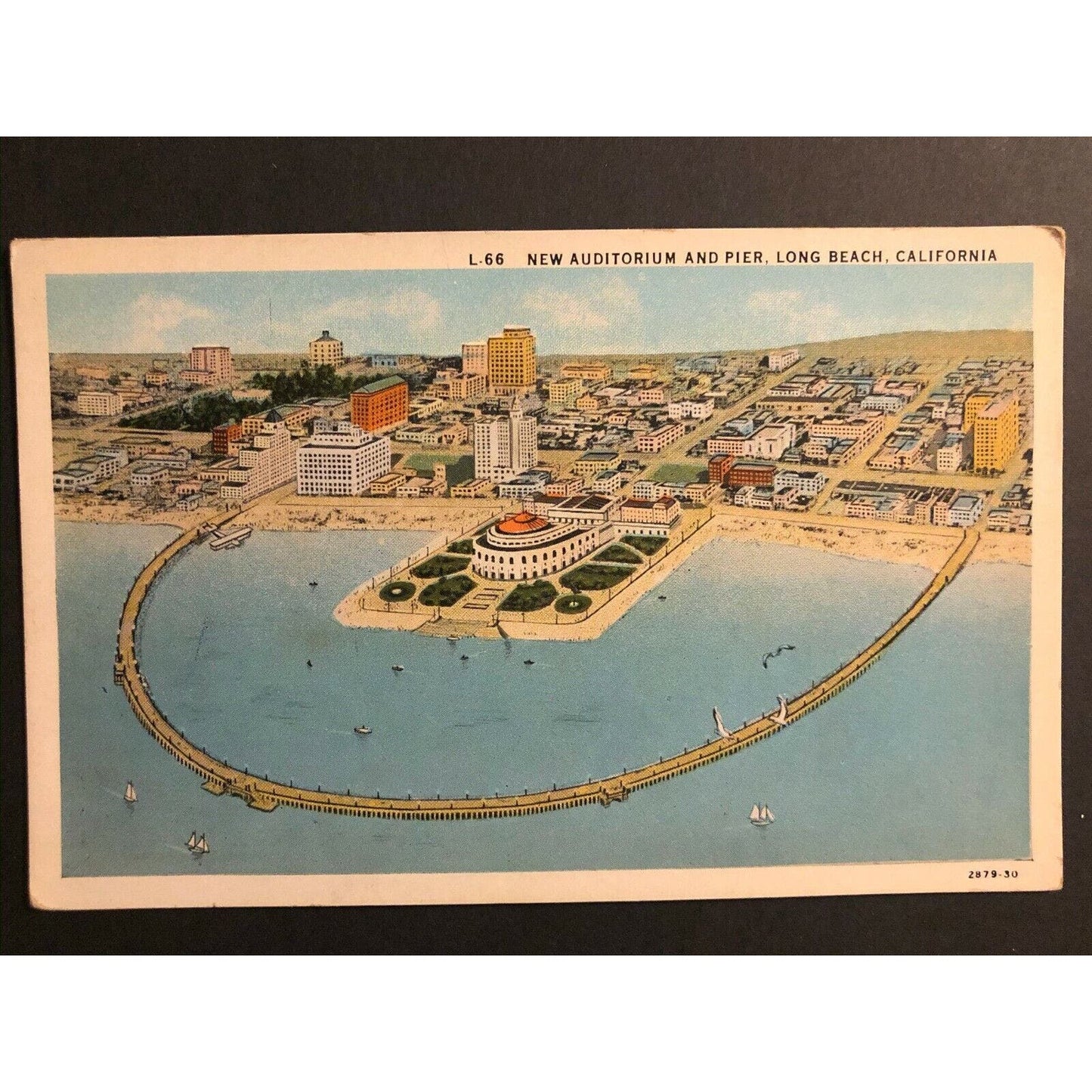 Vintage Postcard - New Auditorium and Pier, Long Beach, California