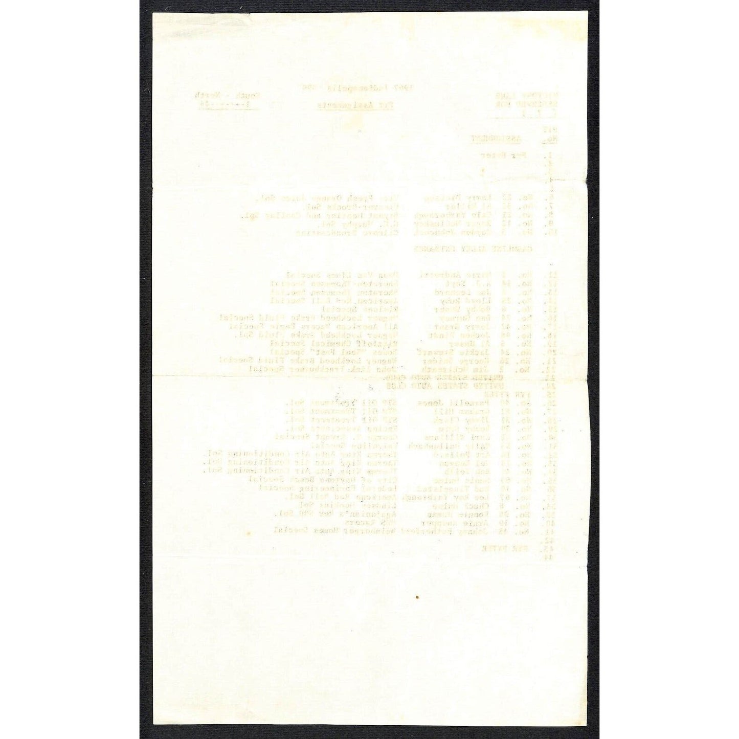 1967 Indy 500 Indianapolis Motor Speedway Pit Assignment List