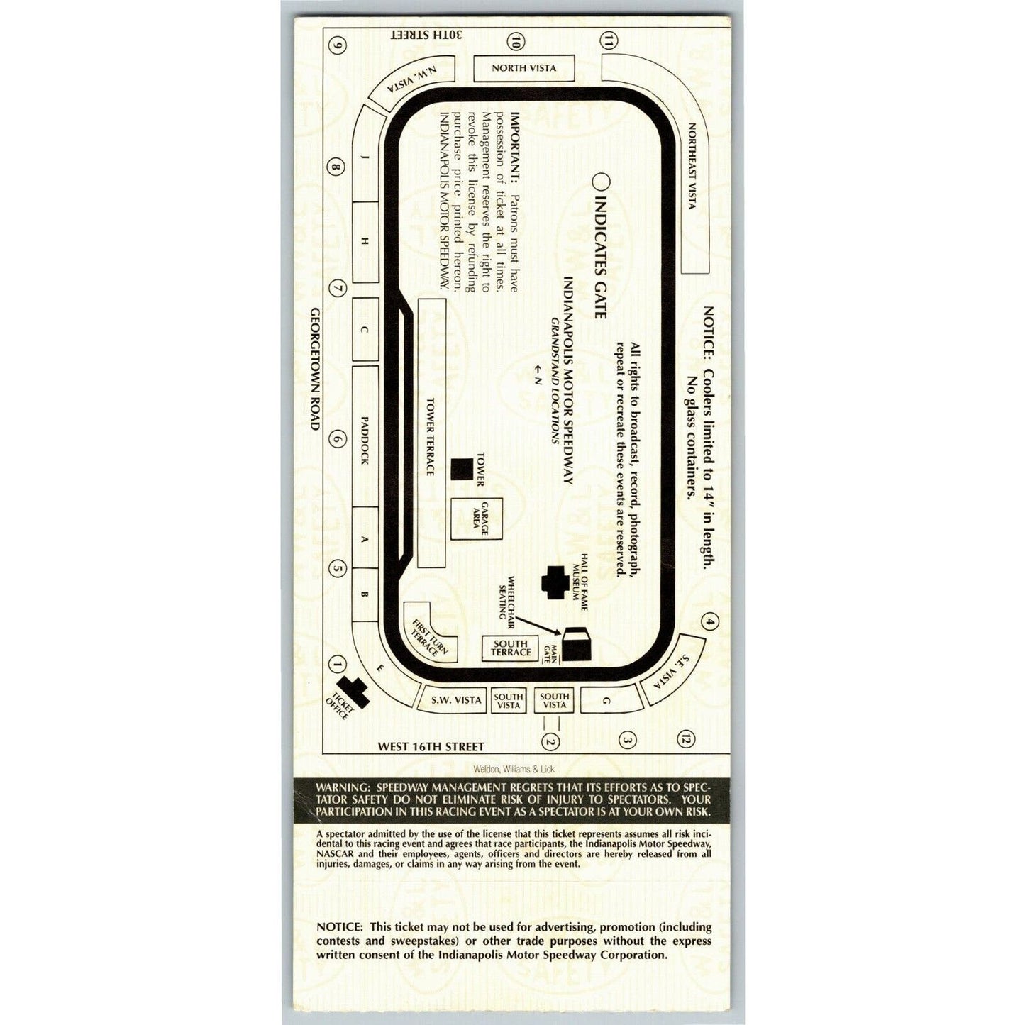1996 Brickyard 400 Indianapolis Motor Speedway Ticket Stub - Seat 1