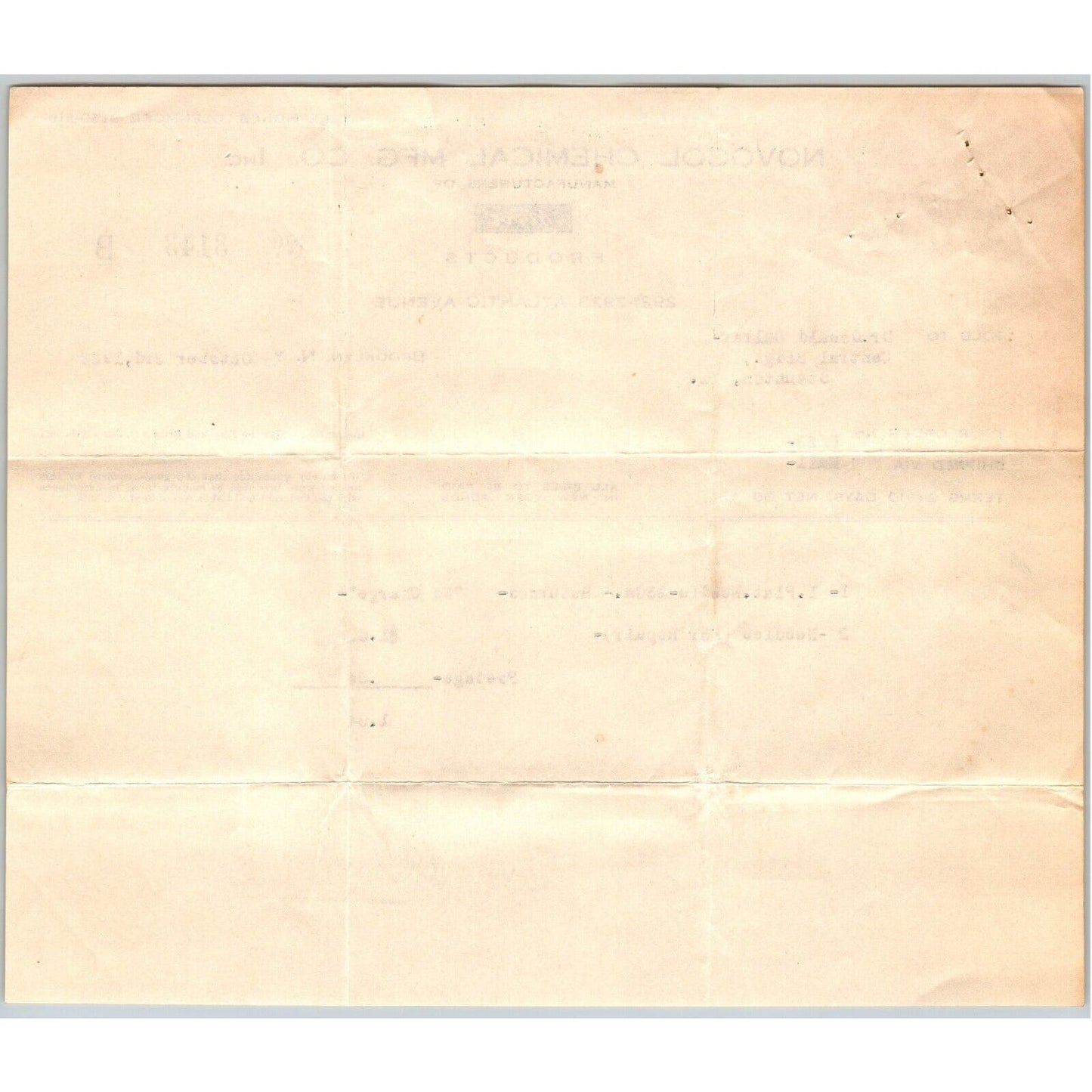 Brooklyn, NY "Novocol Chemical Mfg. Co." 1922 Billhead Noval