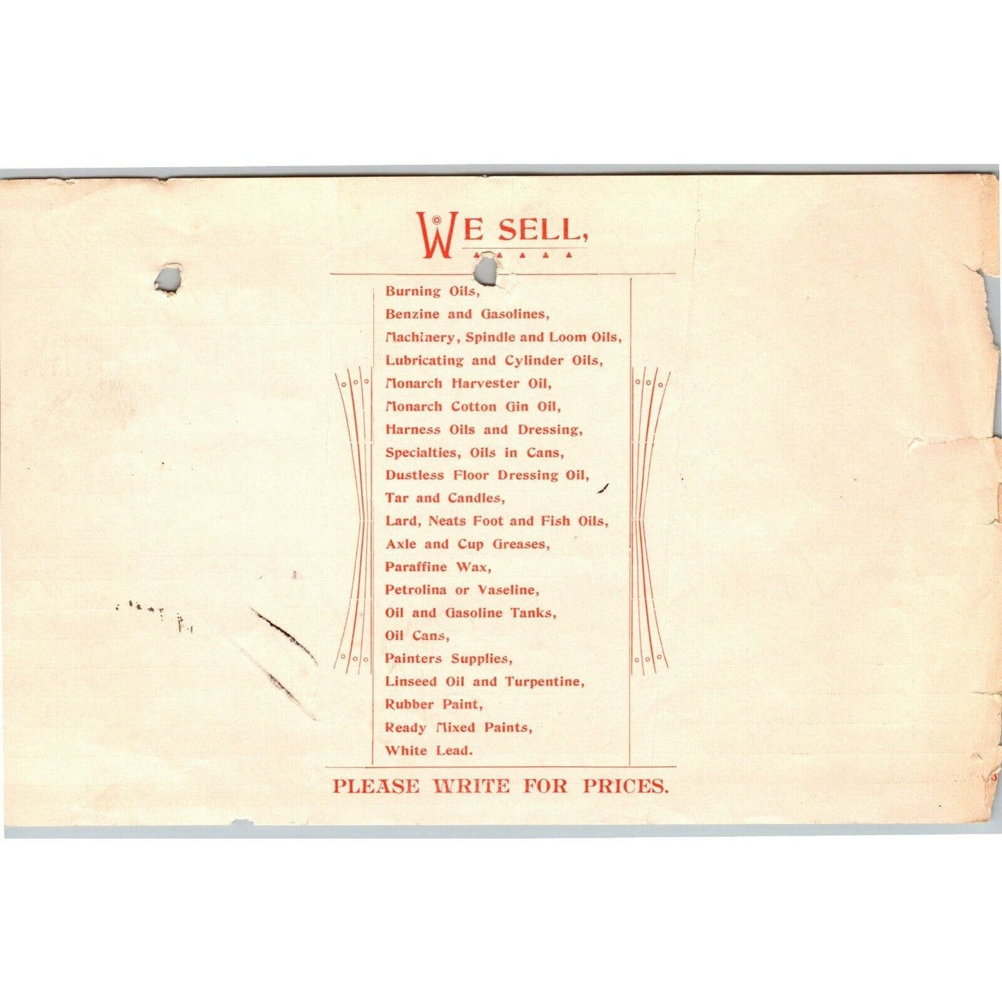 1897 Letterhead Bill Statement Red "C" Oil Mfg. Co. Baltimore - Ephraim Baker*