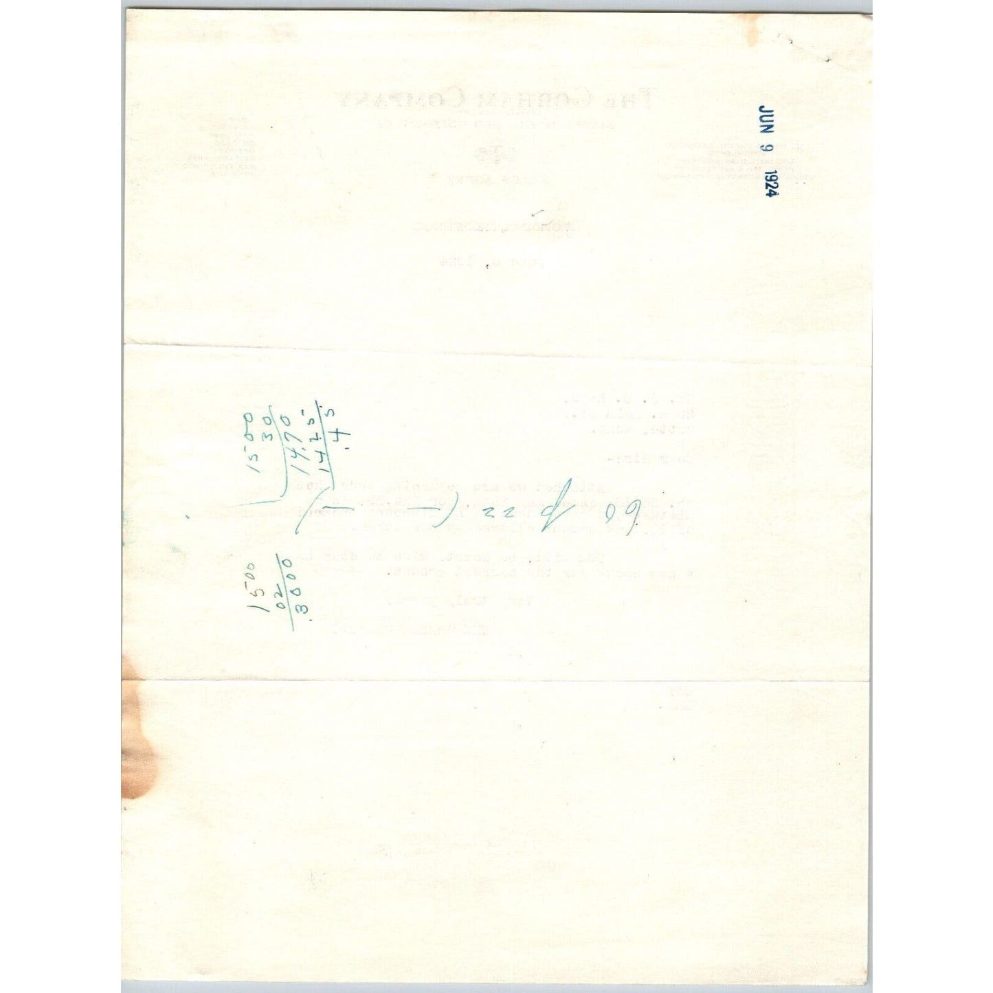 Gorham Company Silver to "Leys" Jewelers Butte, MT 1924 Miscalculation on Check
