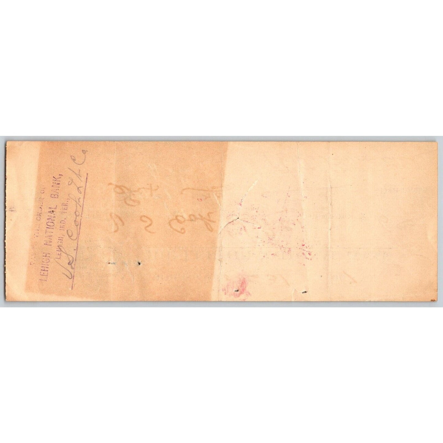 Lehigh, Oklahoma Indian Territory 1907 Lehigh National Bank Check - Scarce