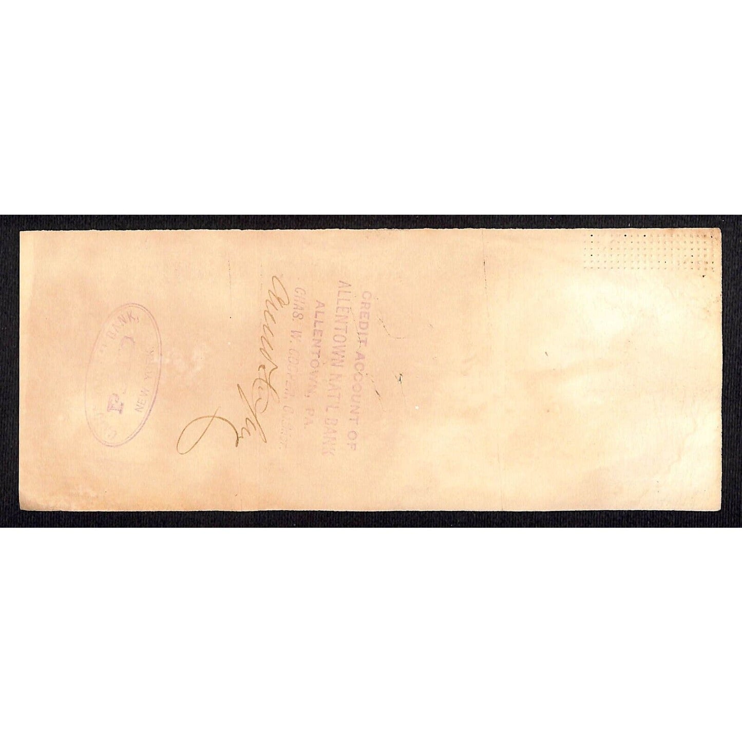 Bethlehem, PA 1877 First National Bank Check #27468 Deer Vignette & Tax Stamp