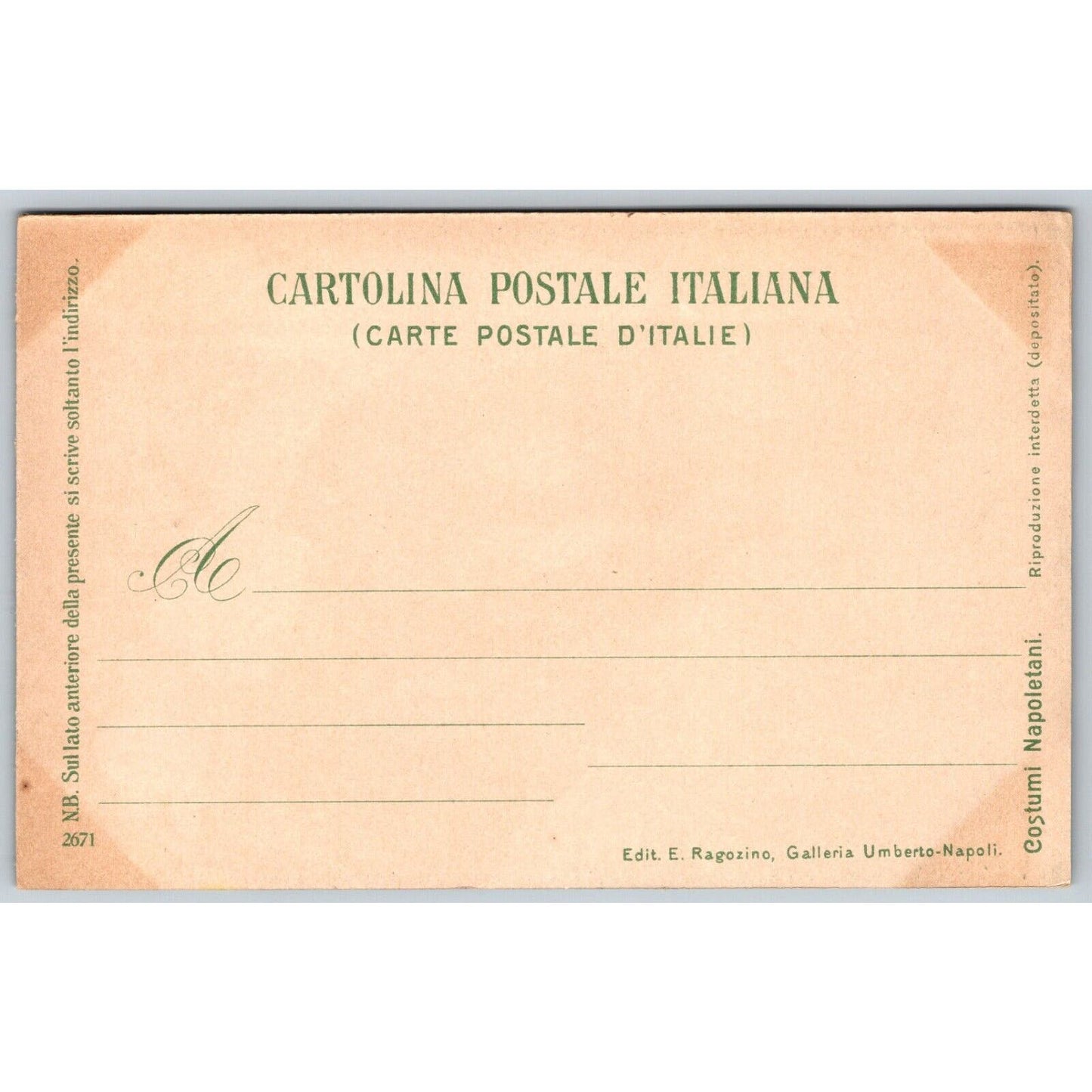 Italian Postcard Man Pours Water From a Ceramic Vessel Farming c1901-1907