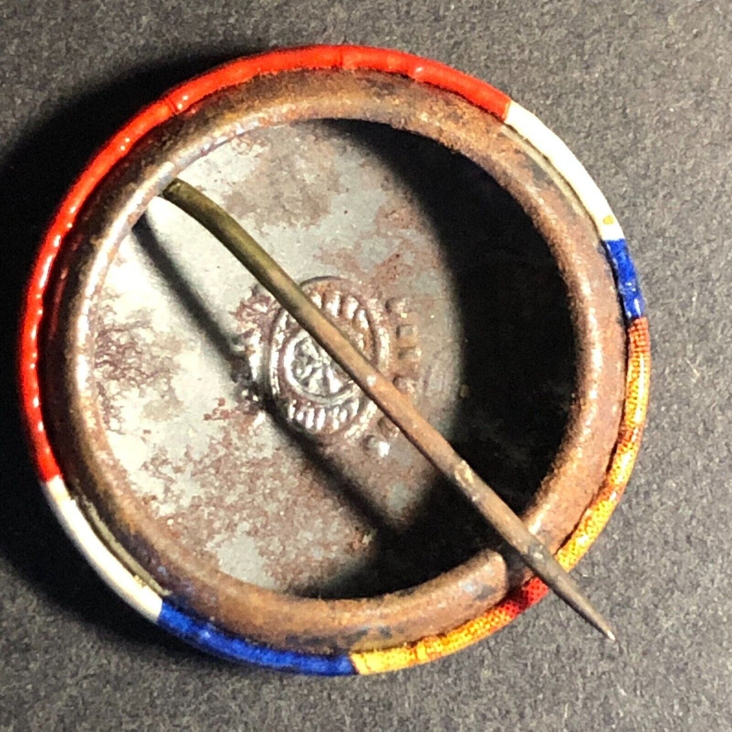 Celluloid BSA Boy Eagle Scout ? Small Patriotic Steel Pinback Button - c1940's