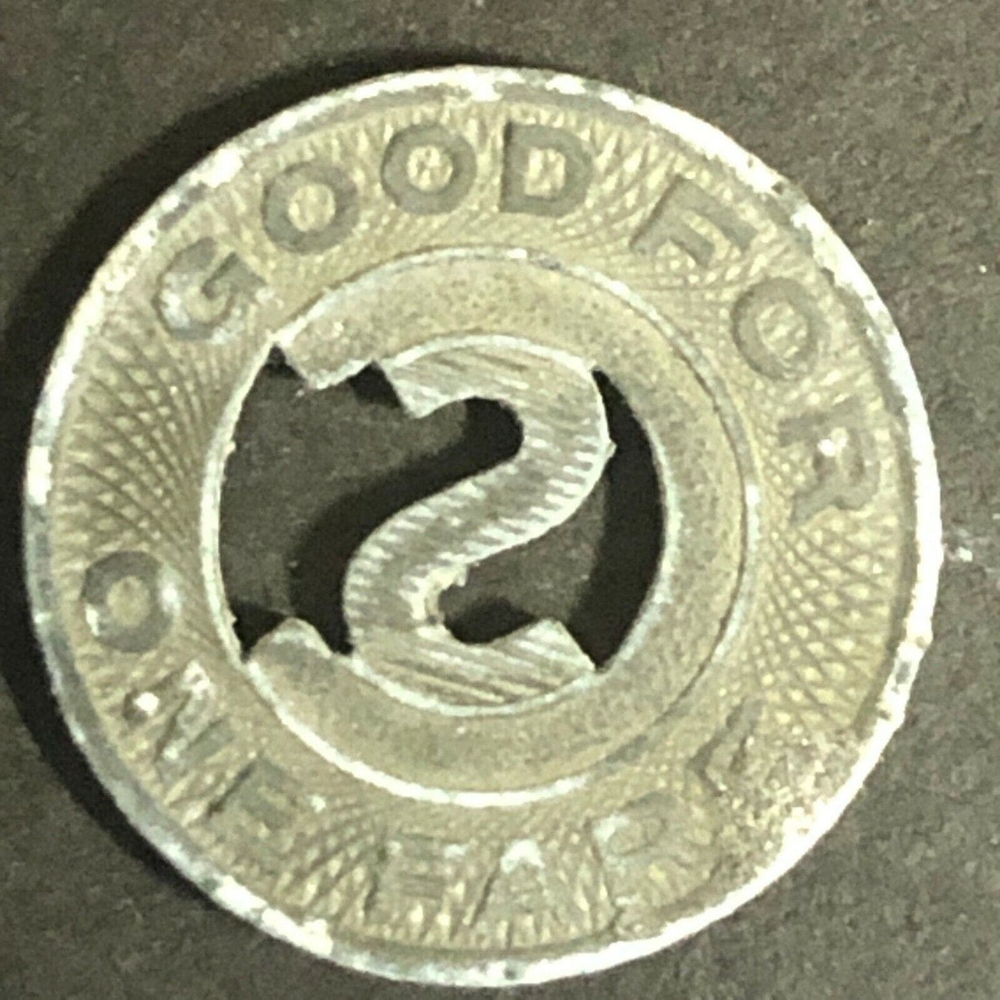 c1940-50's 16mm Colo. Springs Bus Co. G/F Zinc One Fare Transit Token - Colorado