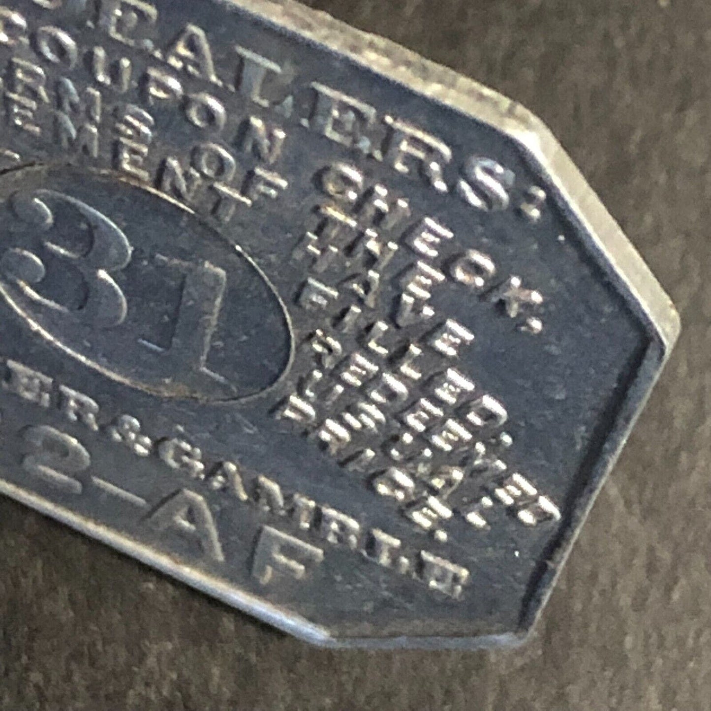 Ivory Flakes Soap Procter and Gamble Alum Trade Token "31" 28mm c1920-30's