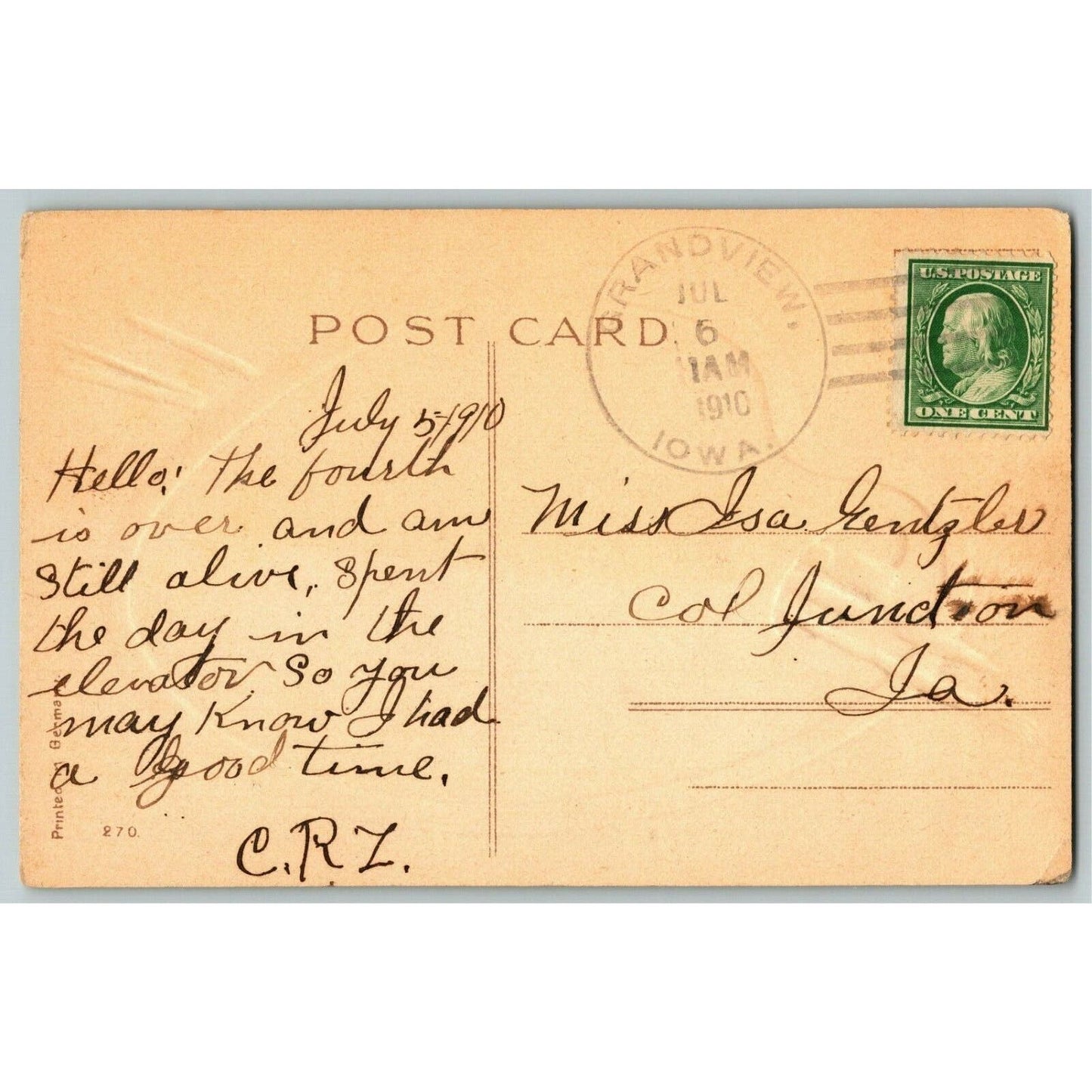 c1910 "A Pathway of Roses" Artist Palette Greeting Card - Vintage Postcard