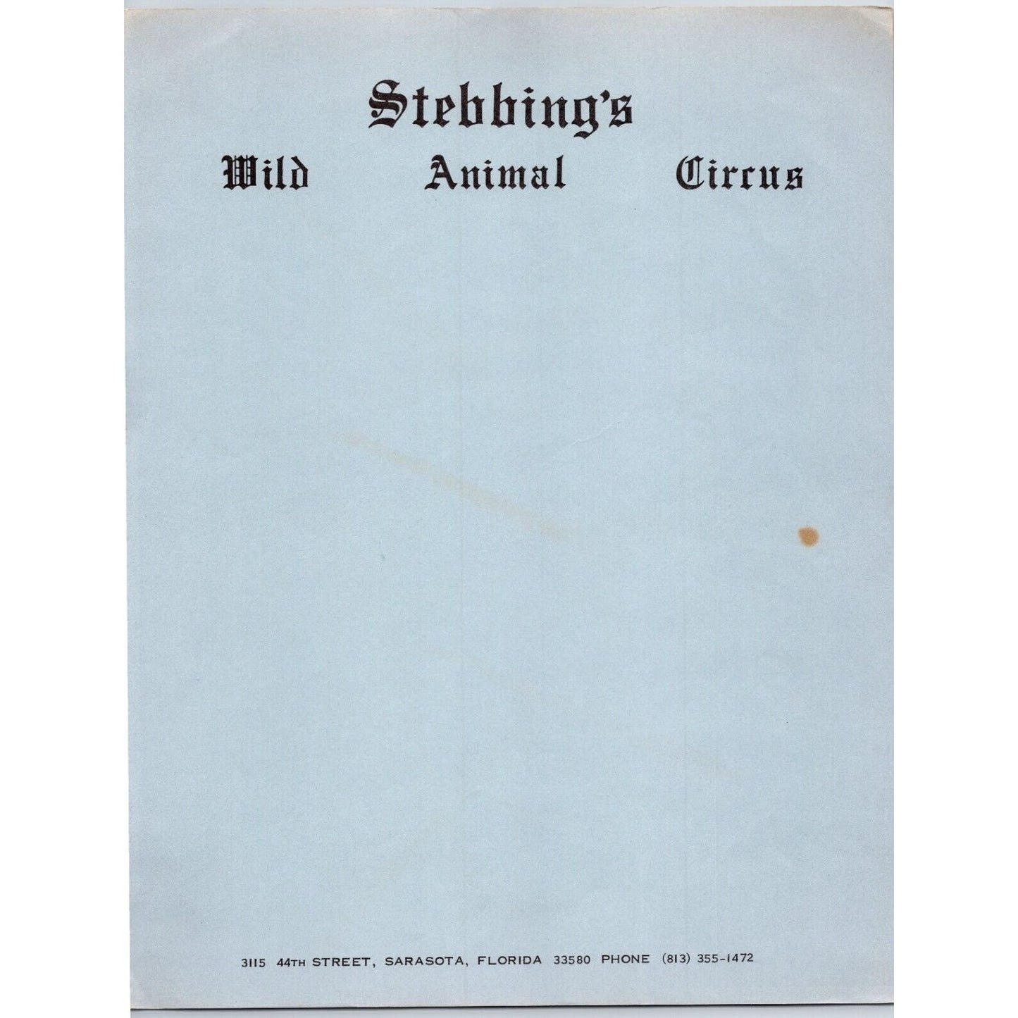 Stebbing's Wild Animal Circus Letterhead c1965-70's Scarce